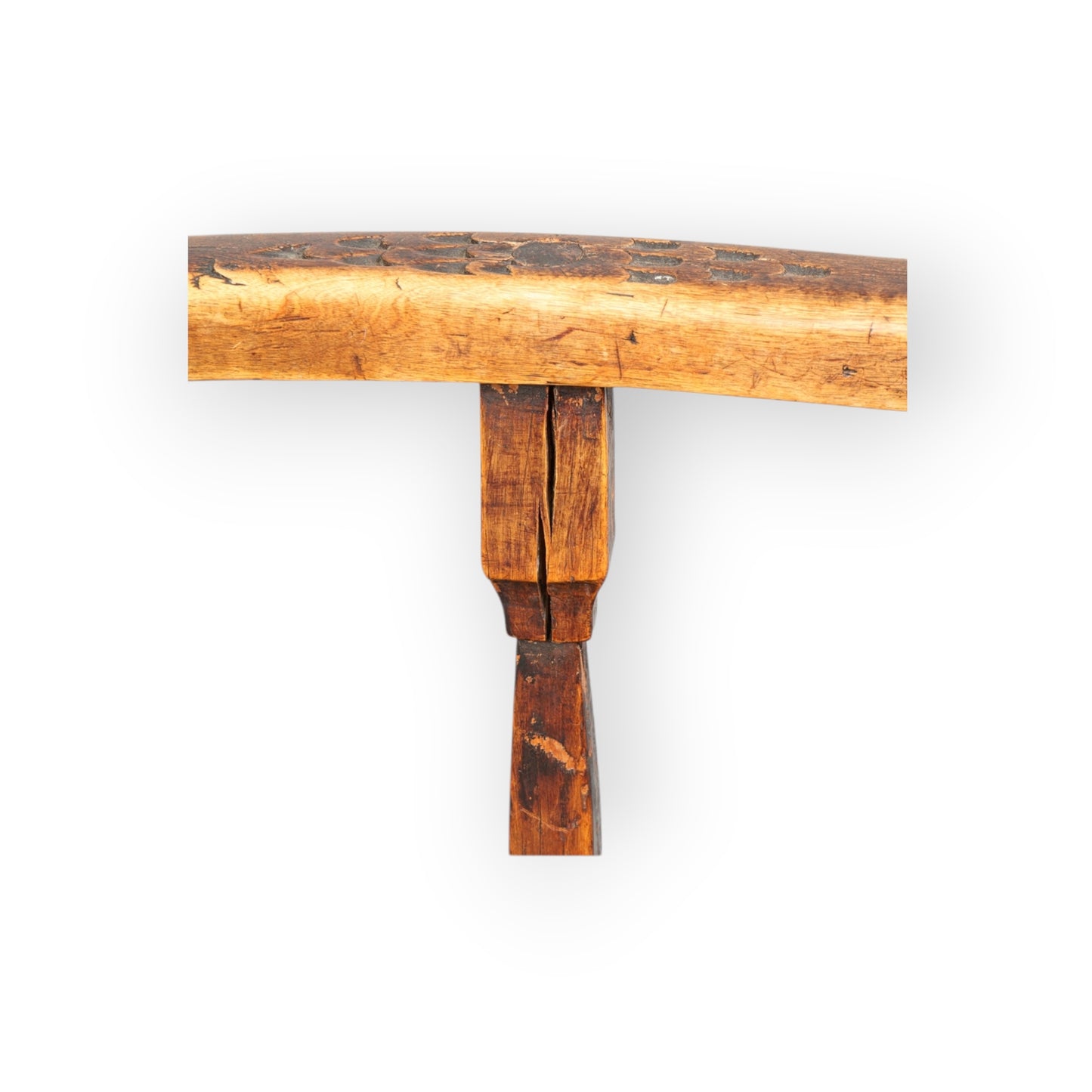 18th-Century Primitive Welsh Antique Yolk-Back Armchair Constructed from Ash & Elm