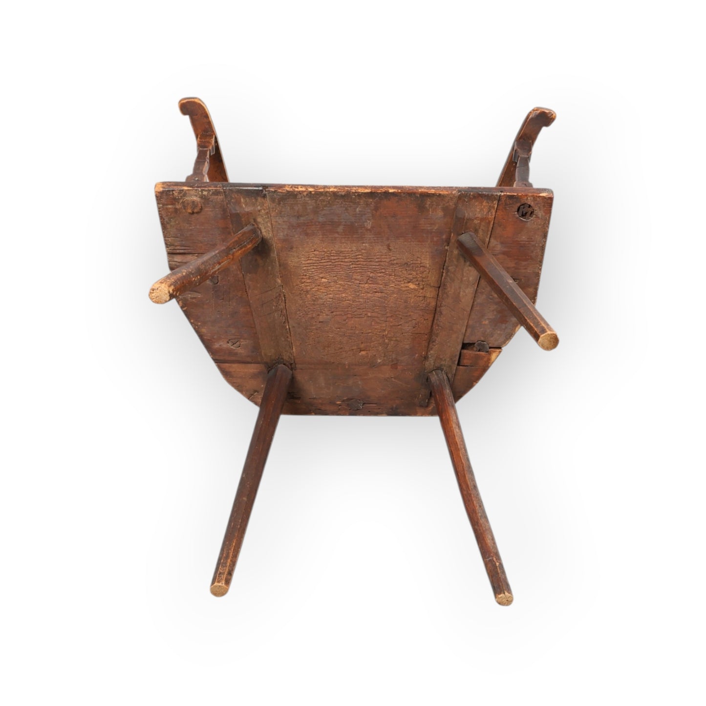 18th-Century Primitive Welsh Antique Yolk-Back Armchair Constructed from Ash & Elm