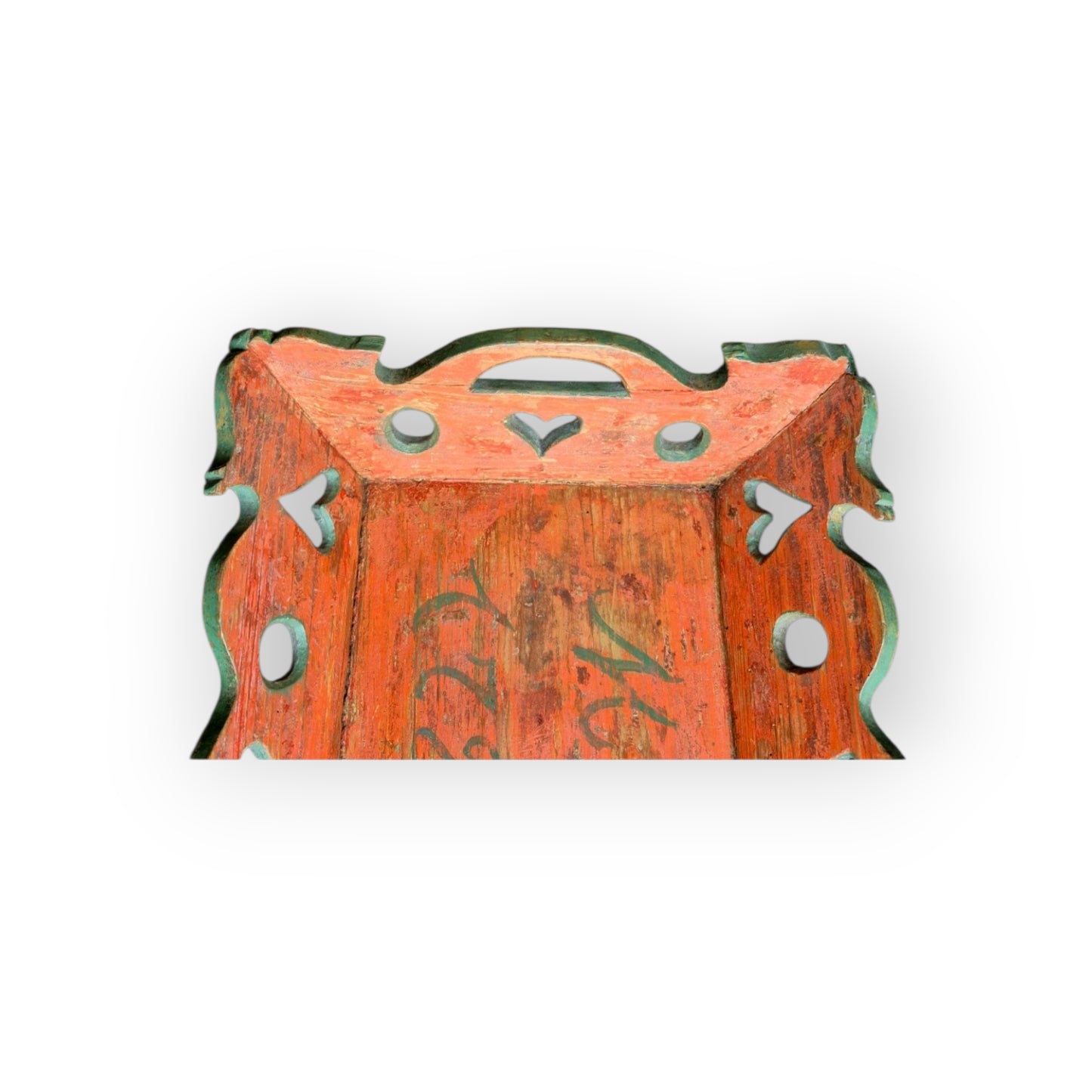 Rare Eary 18th-Century Scandinavian Antique Swaddling Tray Dated 1728 in Original Paint