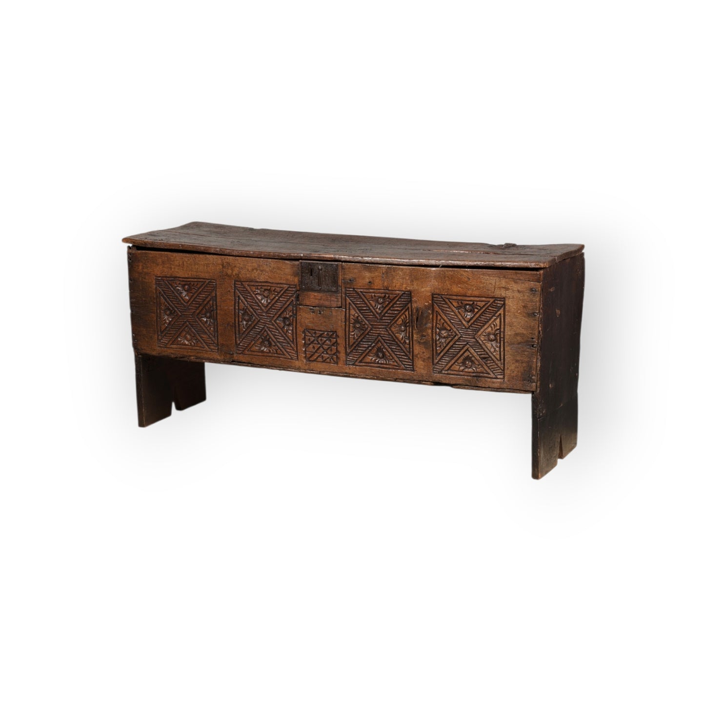 16th-Century & Later English Antique Oak Six-Plank Boarded Chest