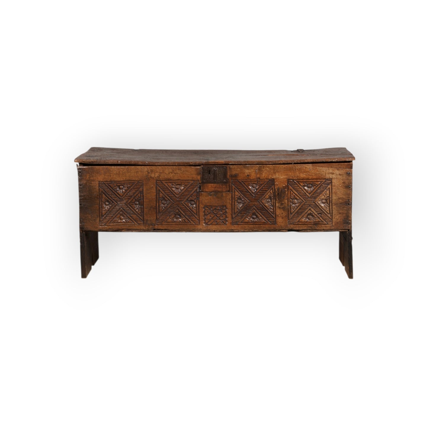 16th-Century & Later English Antique Oak Six-Plank Boarded Chest