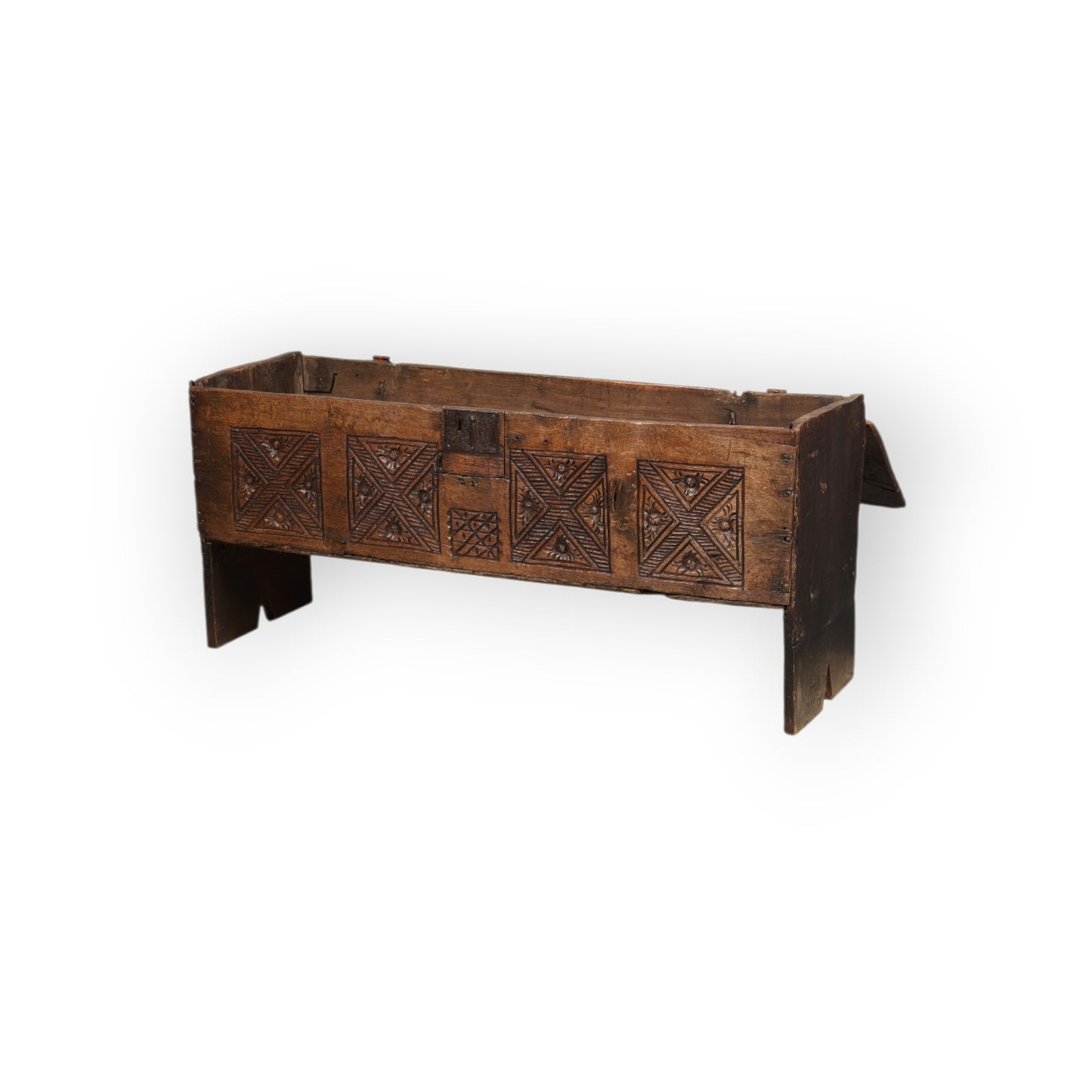 16th-Century & Later English Antique Oak Six-Plank Boarded Chest
