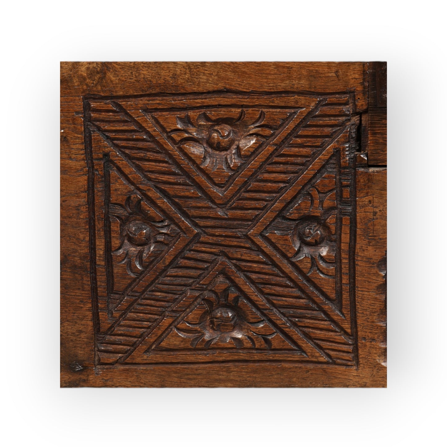 16th-Century & Later English Antique Oak Six-Plank Boarded Chest