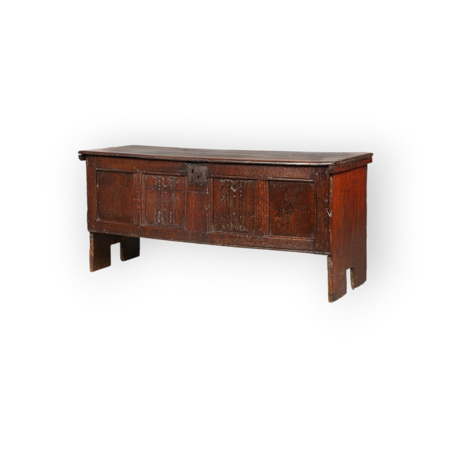 Early 17th‑Century English Antique Oak Linenfold Panelled Coffer