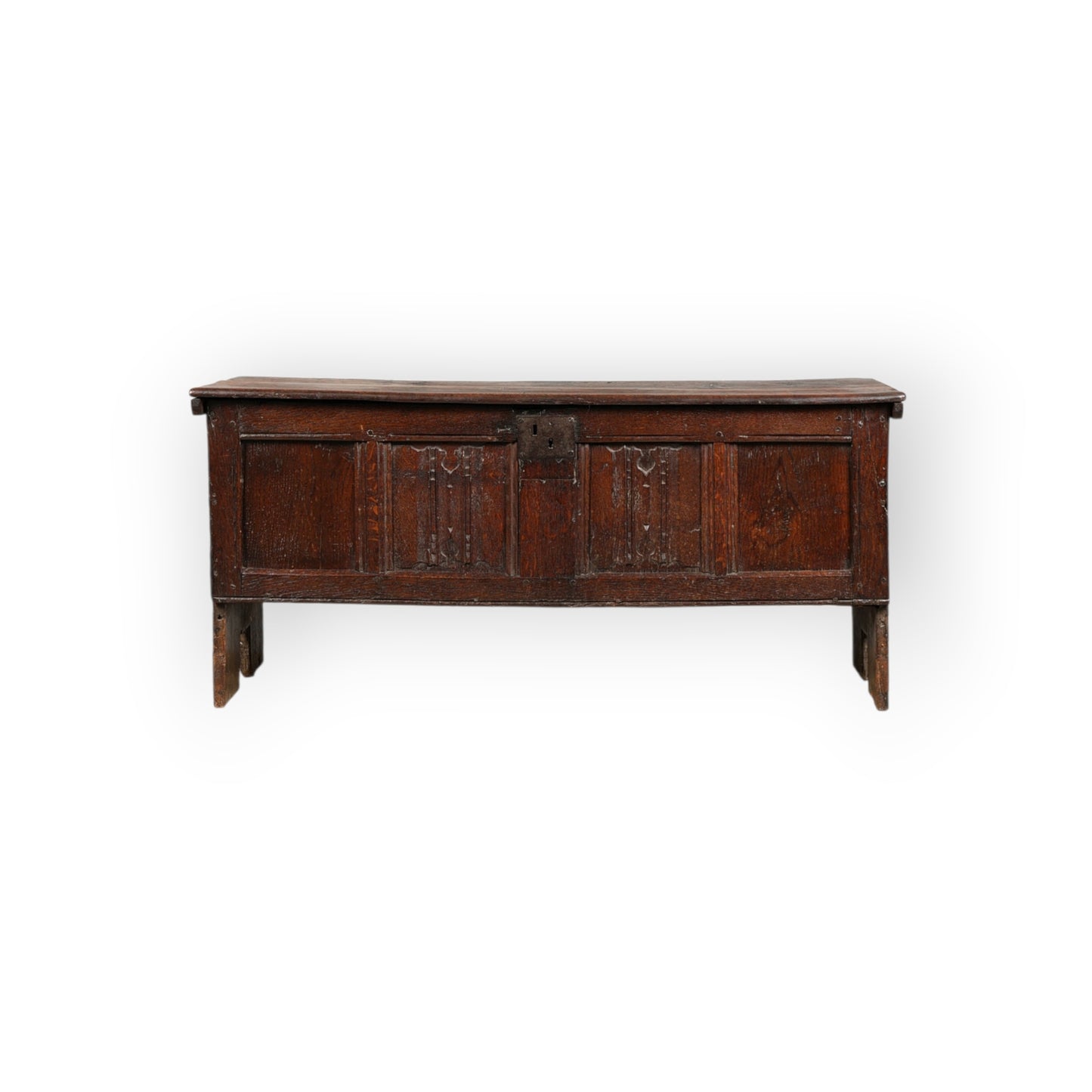 Early 17th‑Century English Antique Oak Linenfold Panelled Coffer