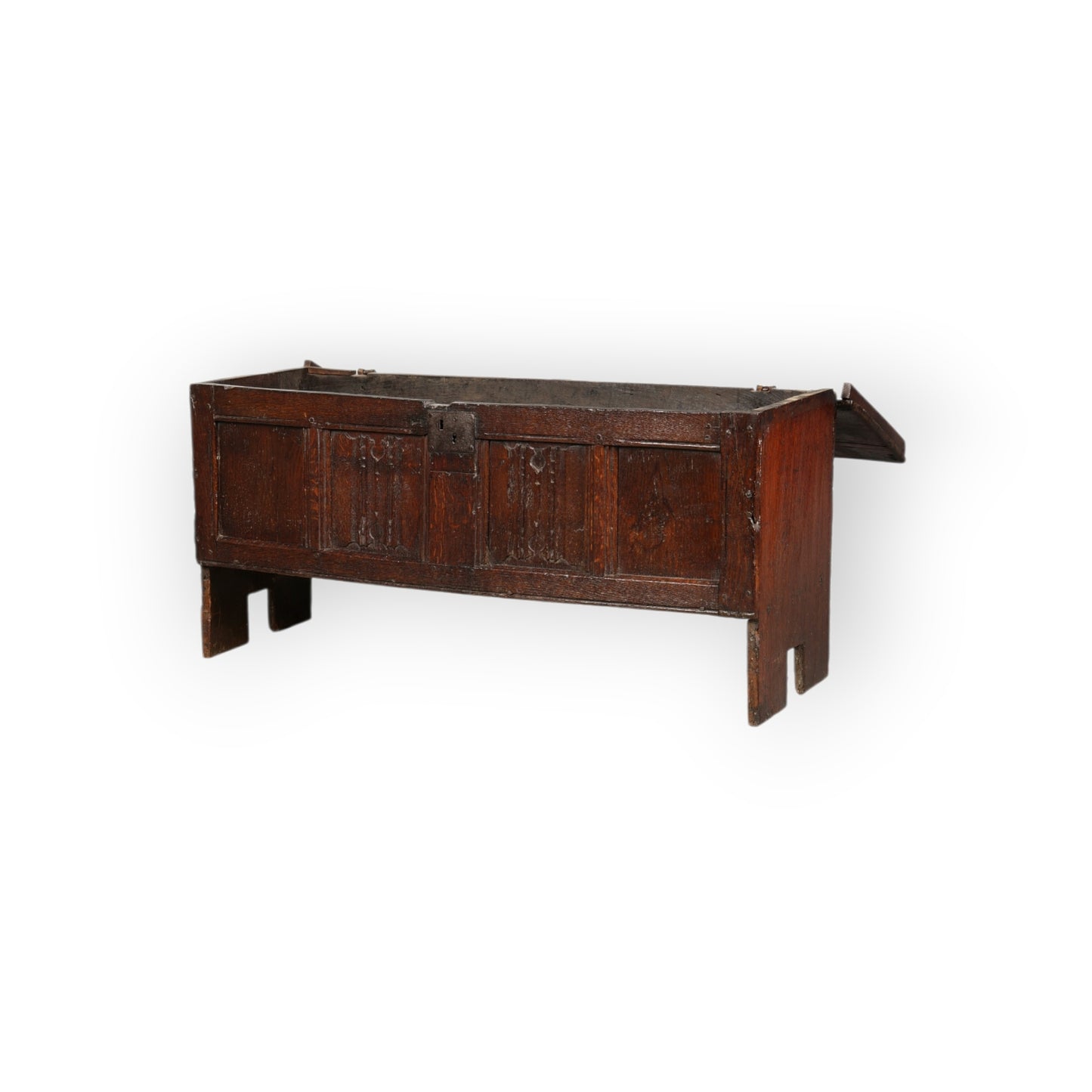 Early 17th‑Century English Antique Oak Linenfold Panelled Coffer