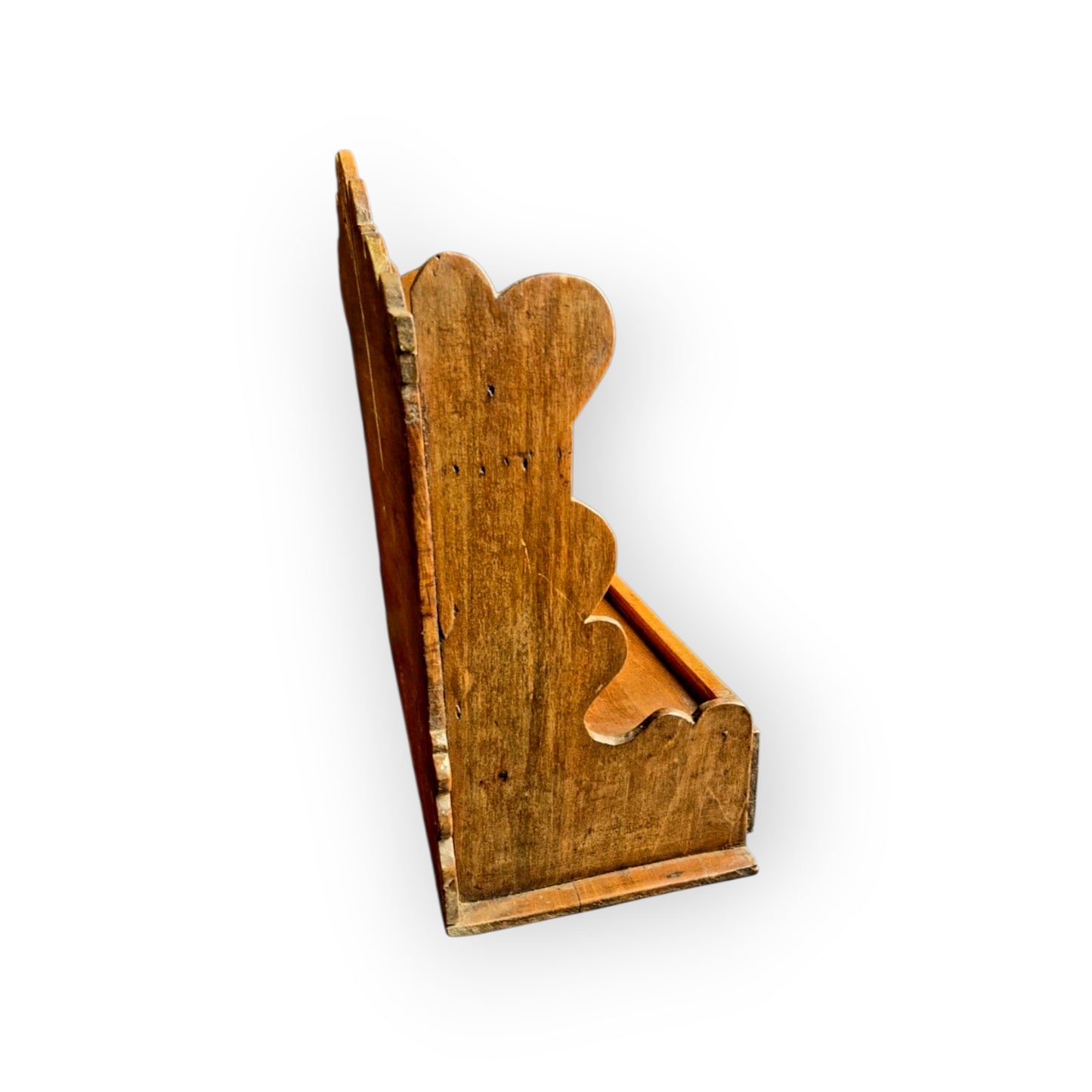 18thC-19thC English Antique Fruitwood Spoon Rack with Eight Pewter Spoons, circa 1780–1830