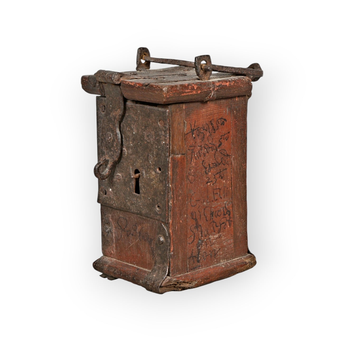 16th-Century Antique Alms Box with Period Graffiti and Provenance — circa 1550–1600