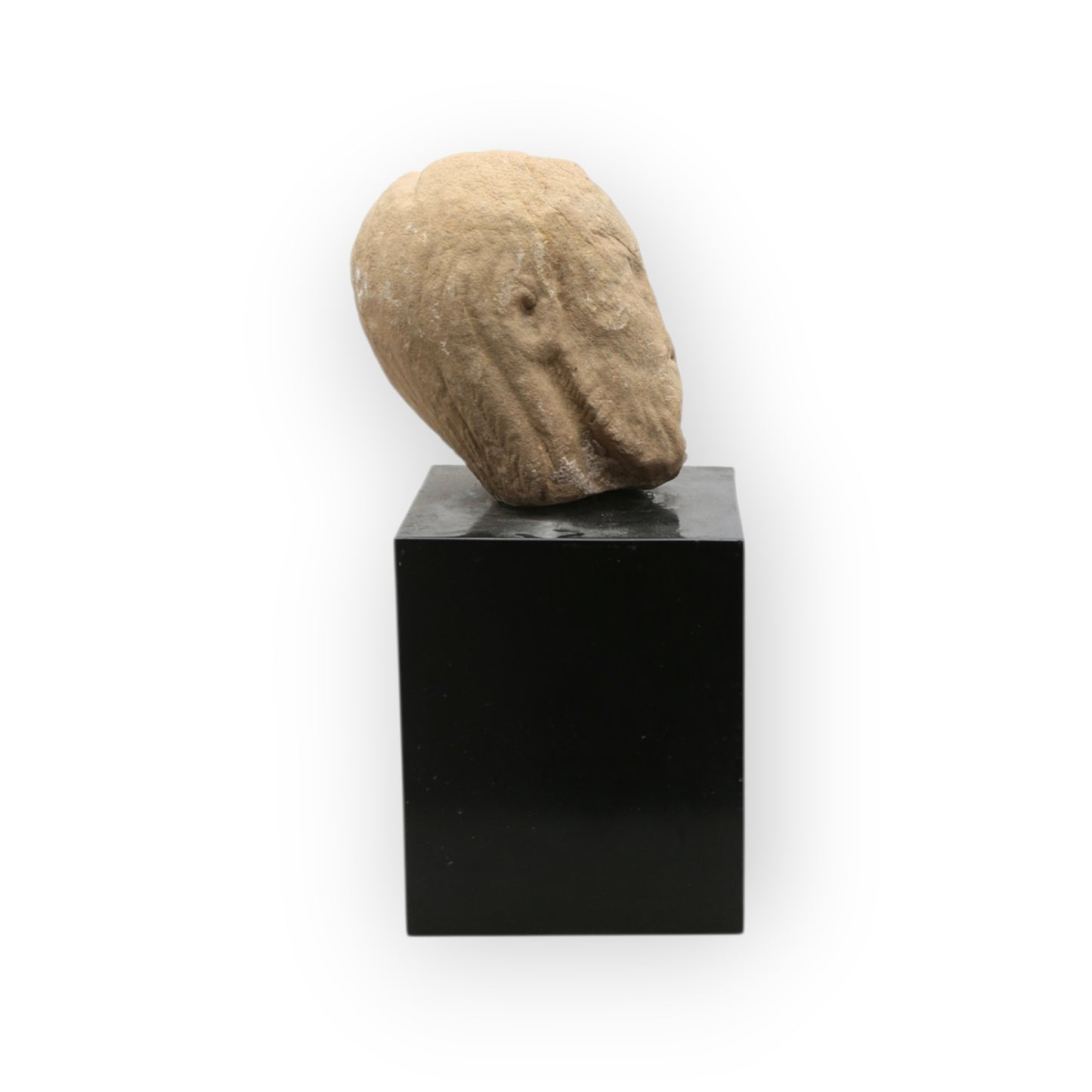 15th-Century Life-Size Antique Carved Stone Head of a Saint
