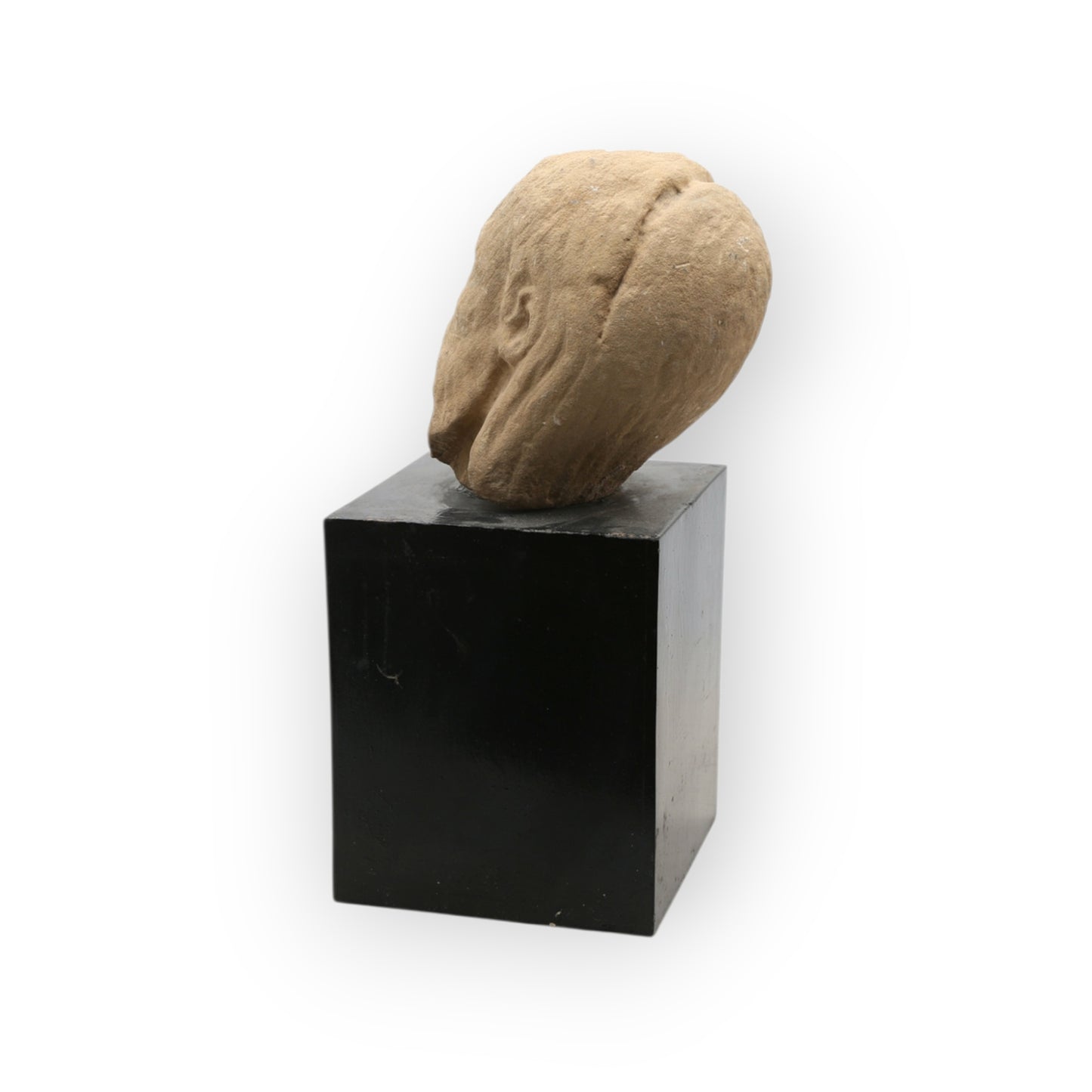 15th-Century Life-Size Antique Carved Stone Head of a Saint