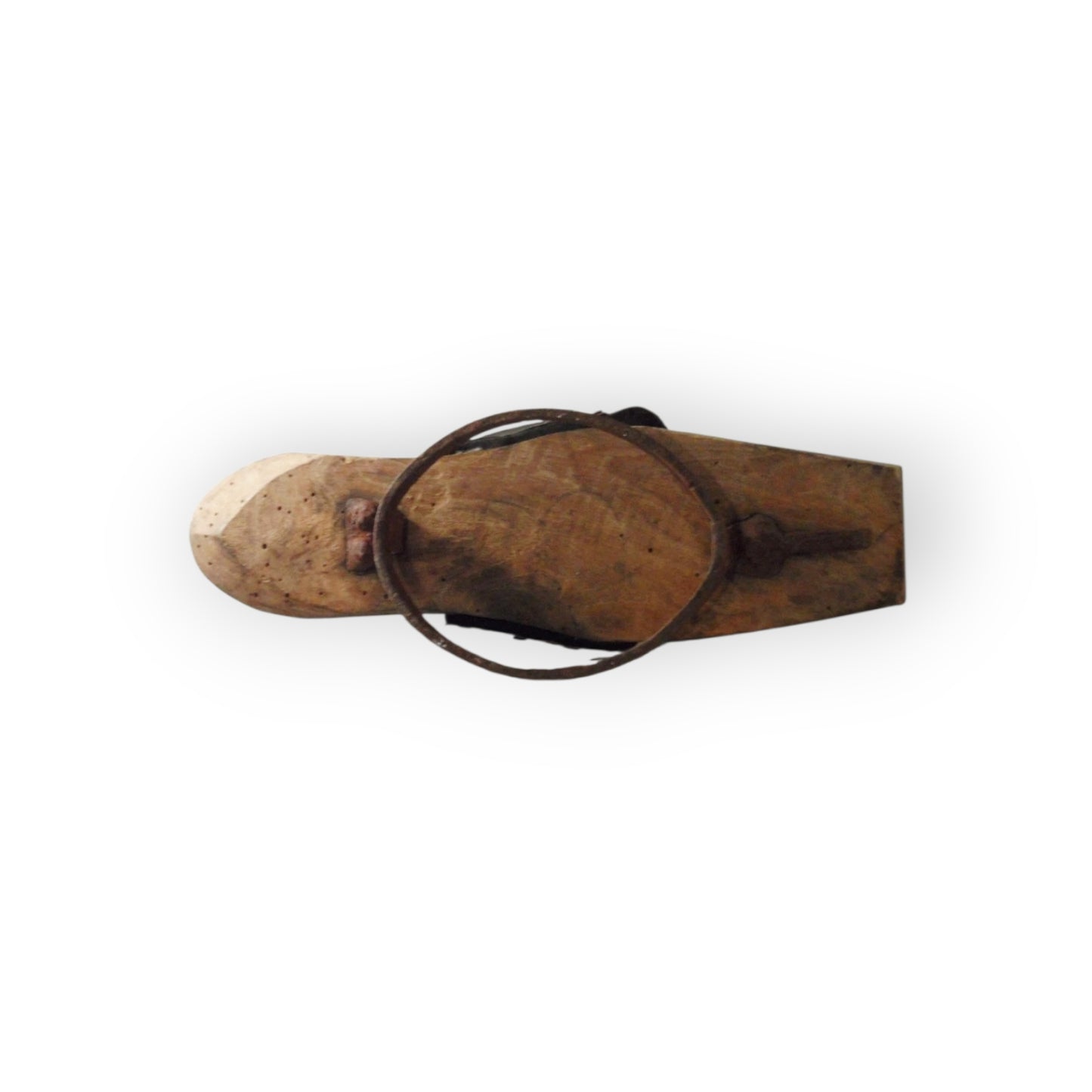 A Rare Surviving Pair of Late 17th - Early 18th Century Antique Wooden Pattens with Original Iron Rings and Leather Straps