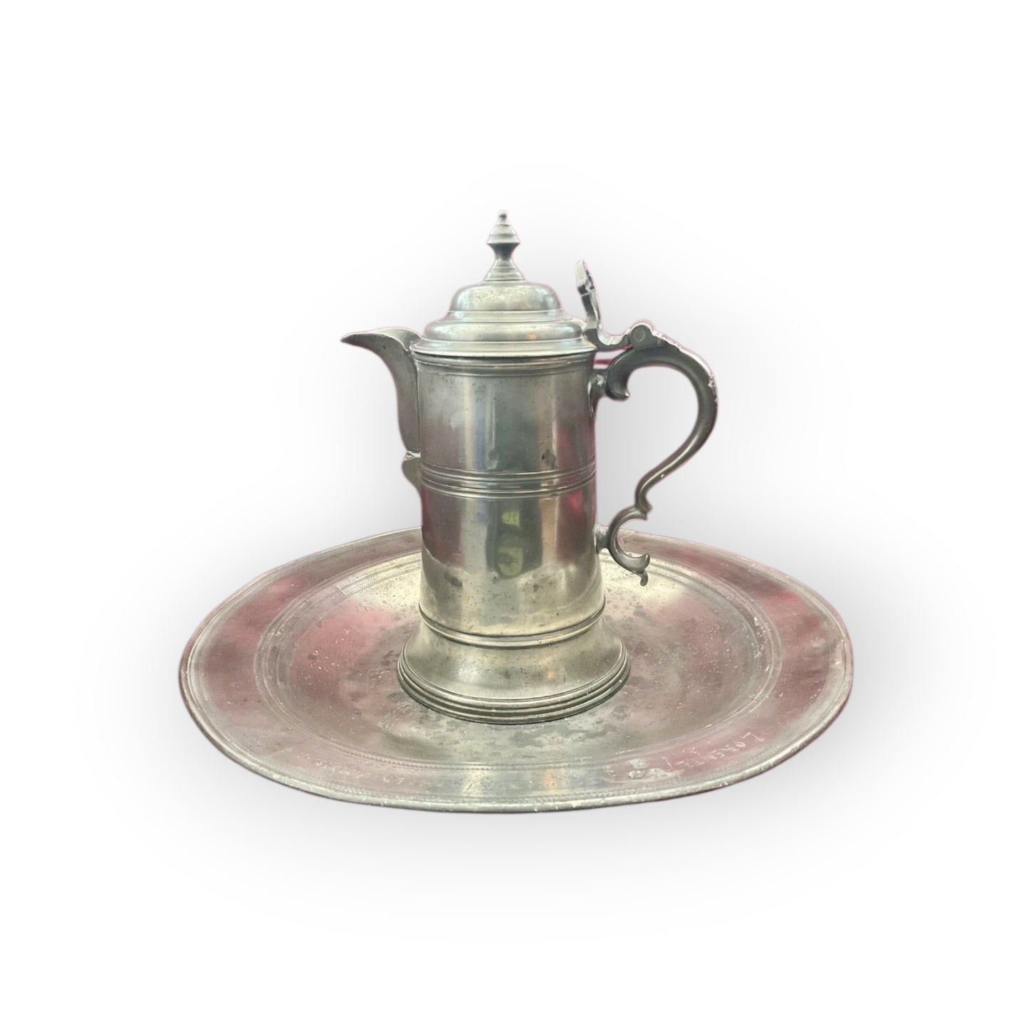 Late 17th-Century Antique Pewter Lavabo Set / Washing Set, Attributed to Nuremberg, Germany, c.1678