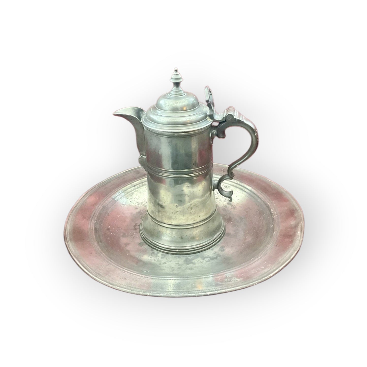 Late 17th-Century Antique Pewter Lavabo Set / Washing Set, Attributed to Nuremberg, Germany, c.1678