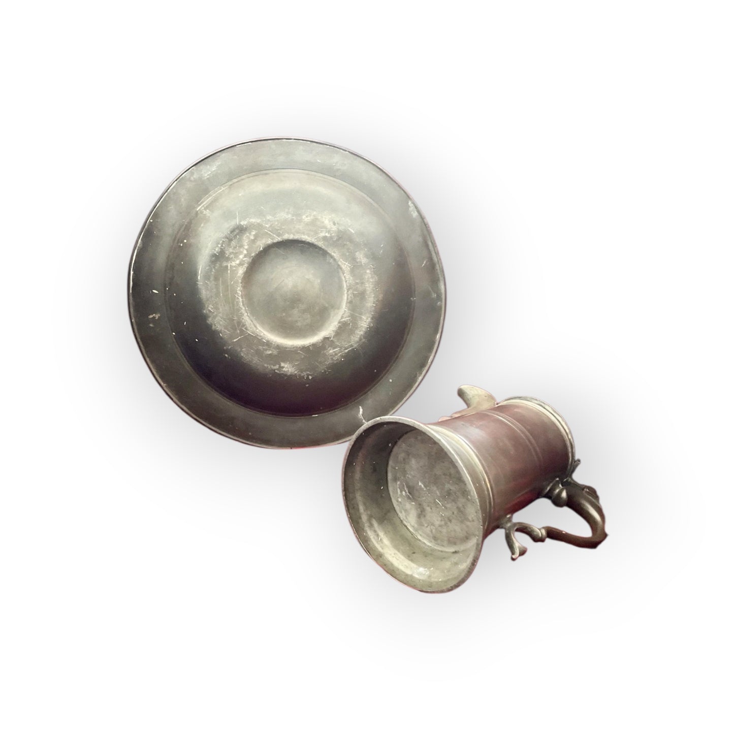 Late 17th-Century Antique Pewter Lavabo Set / Washing Set, Attributed to Nuremberg, Germany, c.1678