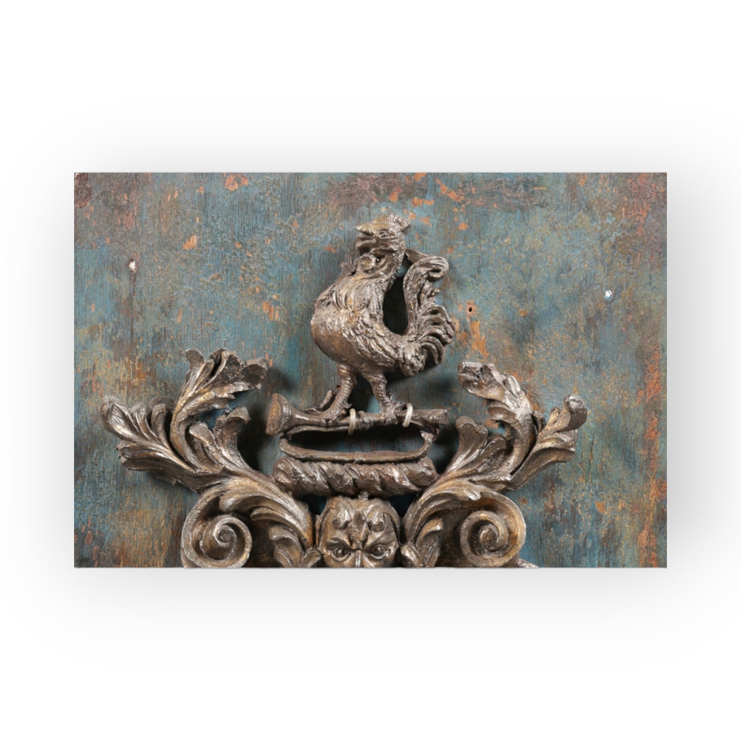 A Large 18th Century English Antique Gilt Lead Armorial Plaque / Coat of Arms