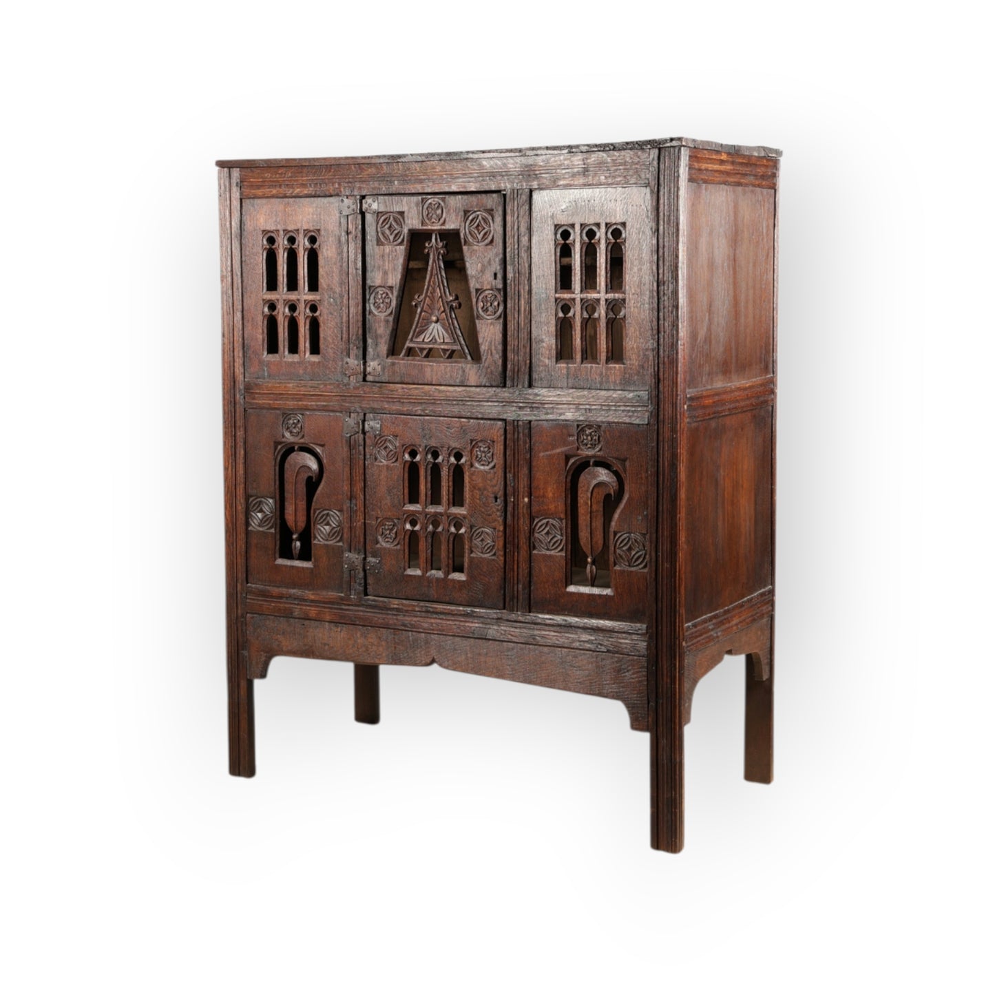 English Antique Oak Aumbry / Livery Cupboard Constructed From 16th Century Timbers