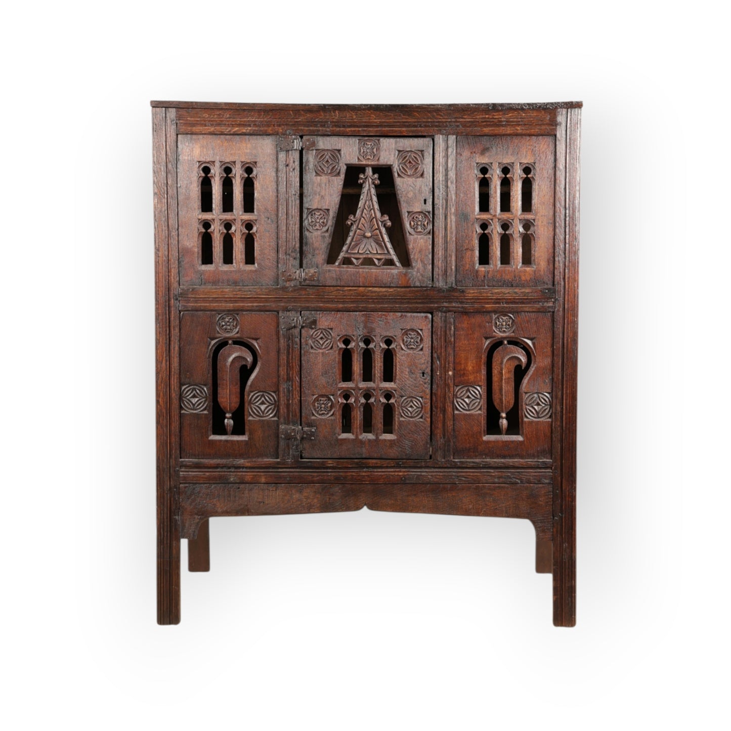 English Antique Oak Aumbry / Livery Cupboard Constructed From 16th Century Timbers