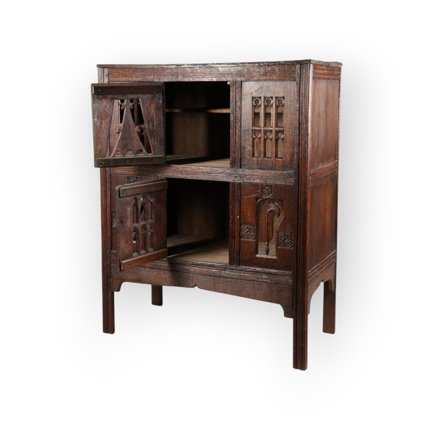 English Antique Oak Aumbry / Livery Cupboard Constructed From 16th Century Timbers