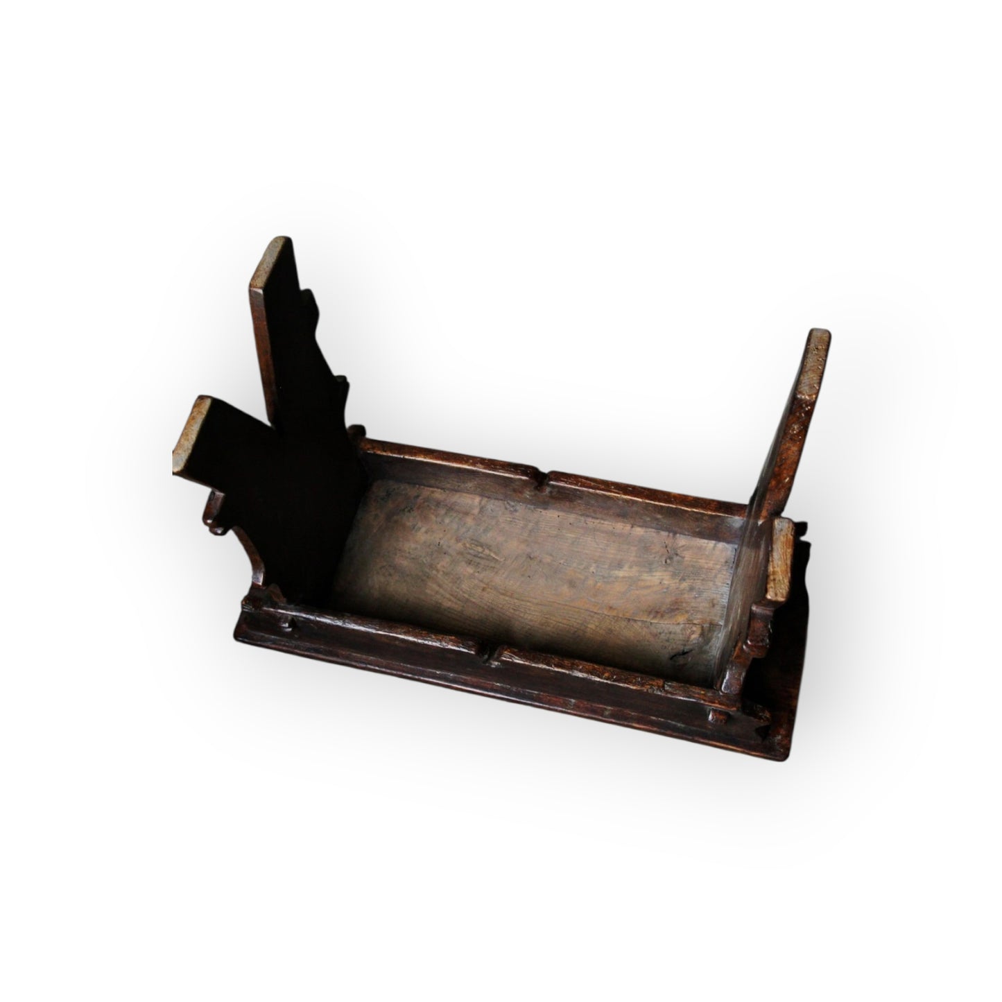 16th Century English Gothic Antique Elm Boarded Stool, with Witch Mark / Apotropaic Mark