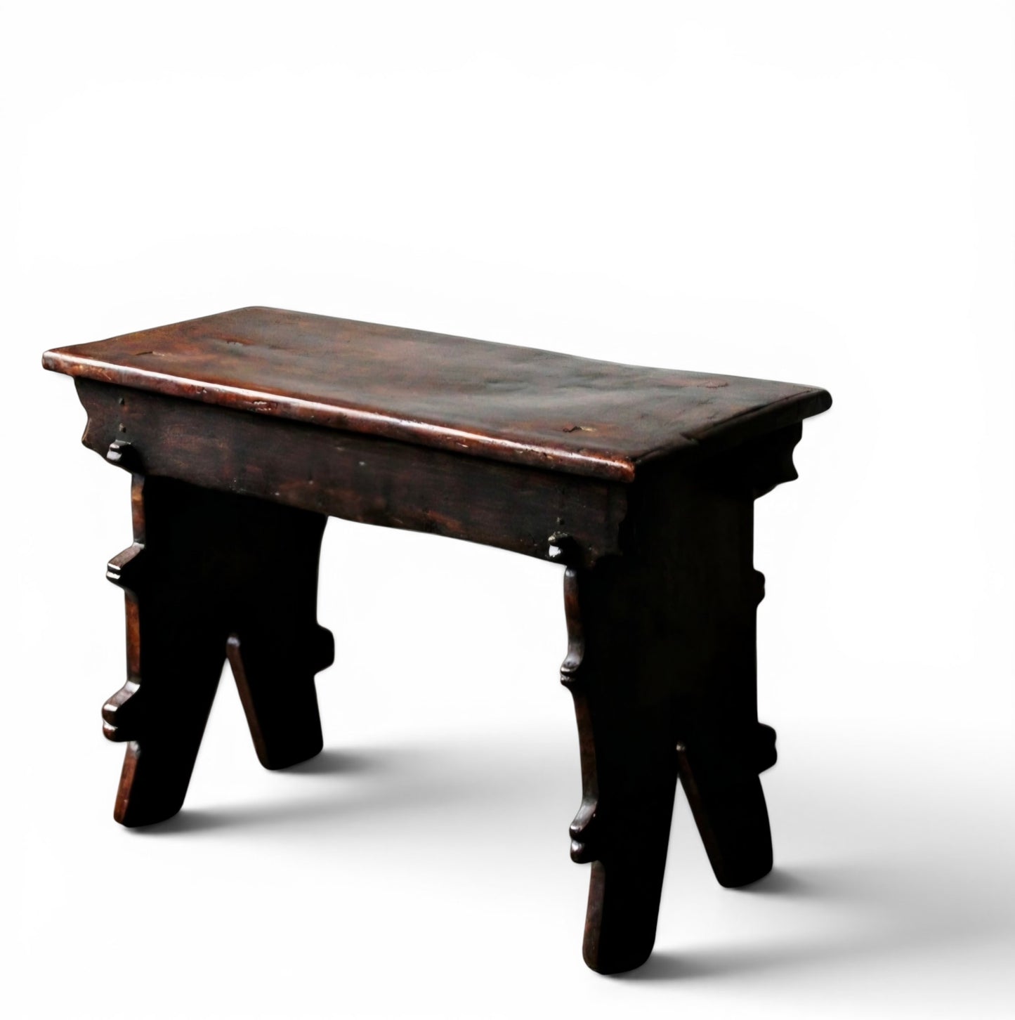 16th Century English Gothic Antique Elm Boarded Stool, with Witch Mark / Apotropaic Mark