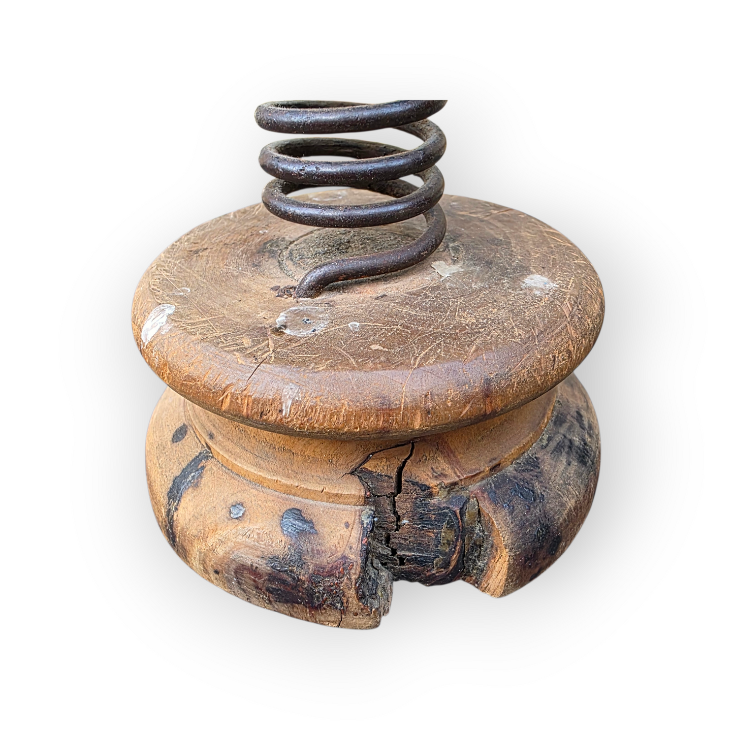 Large, Late 18th-Century Rustic Antique Rat Tail Candlestick / Rat-de-Cave / Courting Candlestick