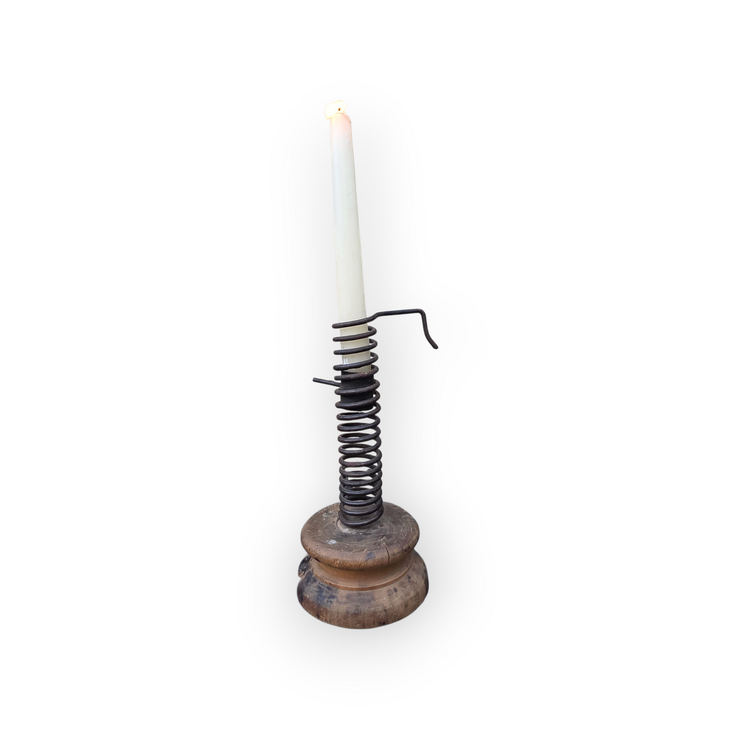 Large, Late 18th-Century Rustic Antique Rat Tail Candlestick / Rat-de-Cave / Courting Candlestick