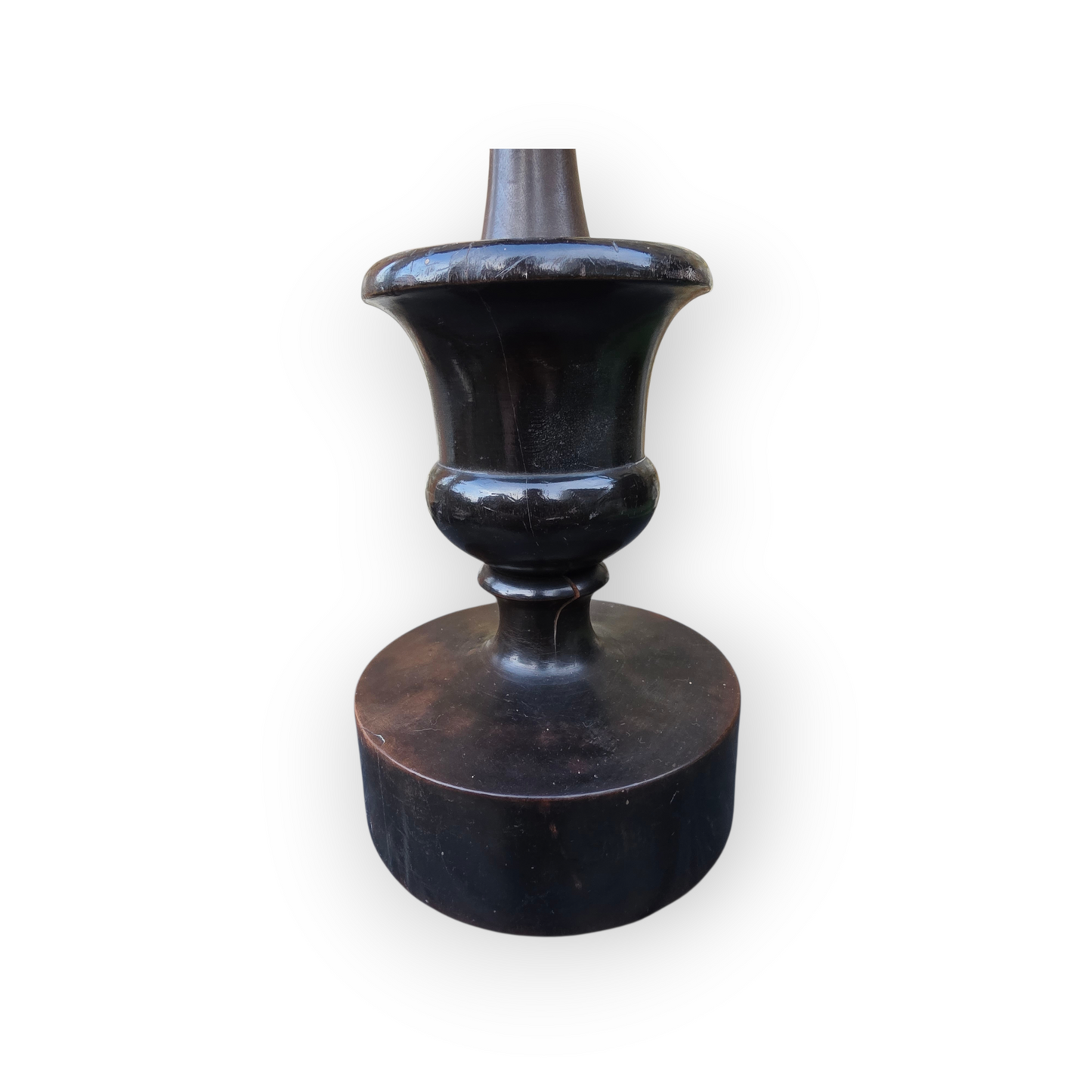 Rare 18th-Century Italian Carved Wood & Brass Candlestick