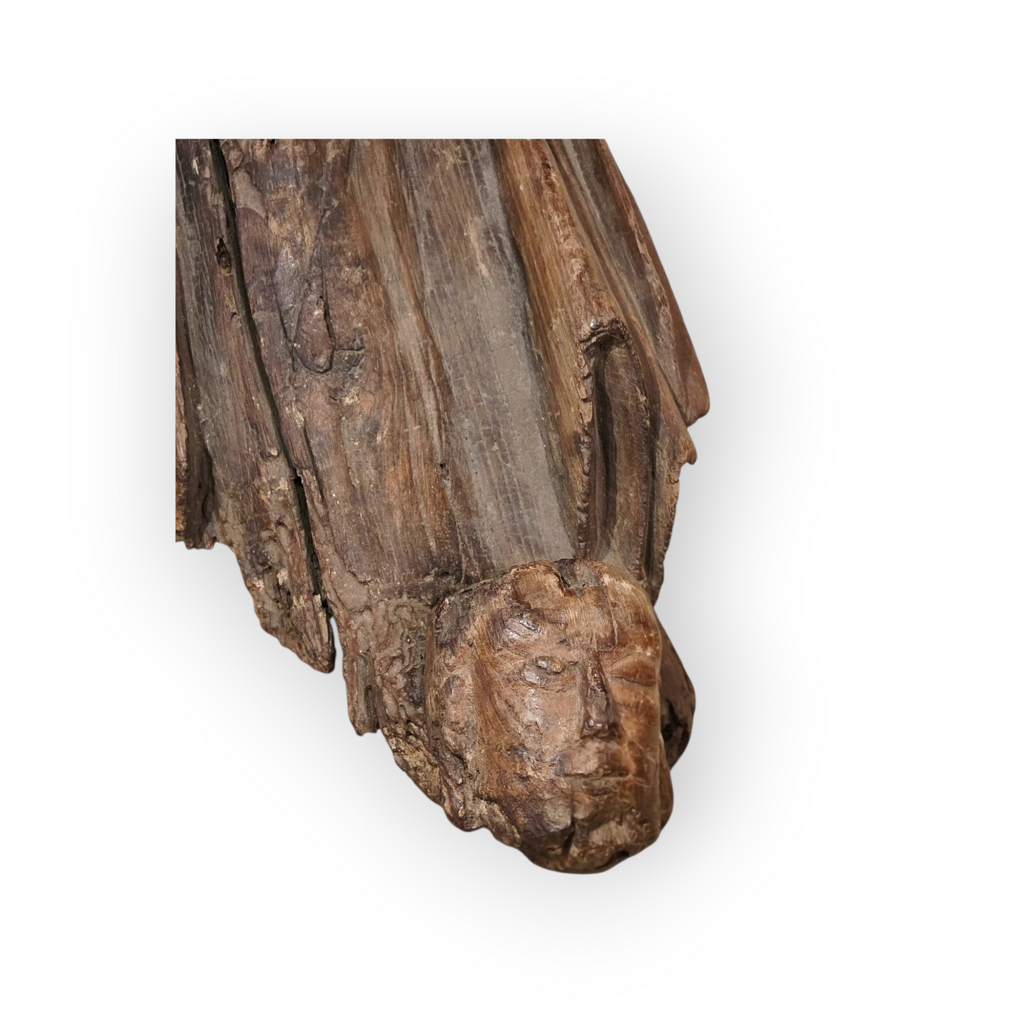 15th‑Century Antique Carved Oak Hammerbeam Figurehead – Medieval Architectural Sculpture