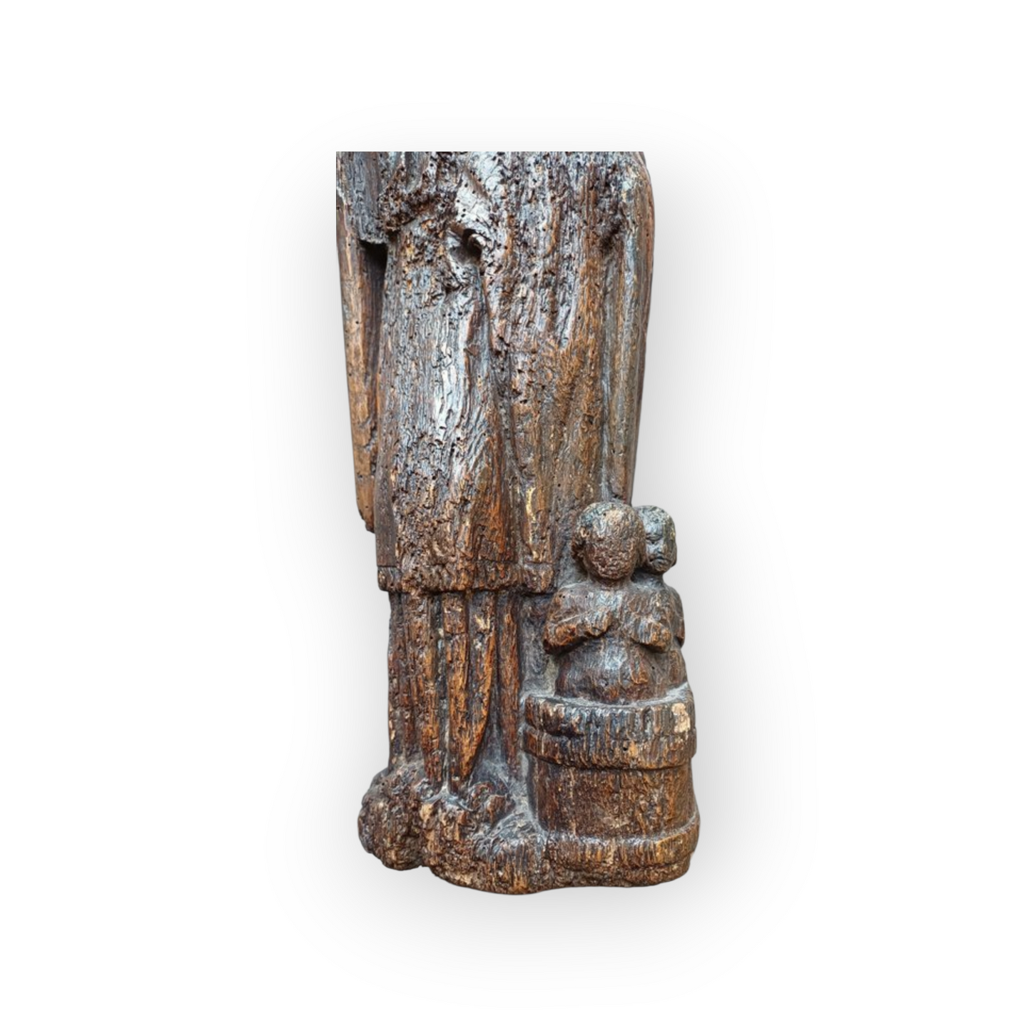 Late 15th-Century Antique Oak Statue of Saint Nicholas, Circa 1480