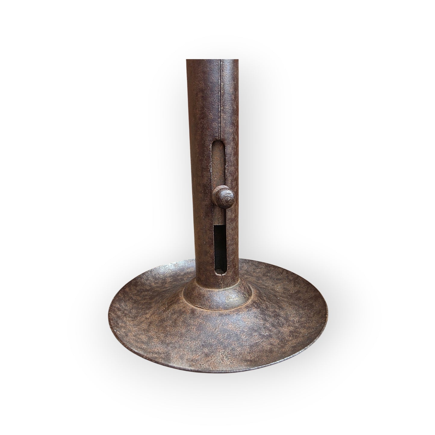 Holt Antiques at Walsingham Mill adjustable iron candle holder base with a distressed dark metal finish