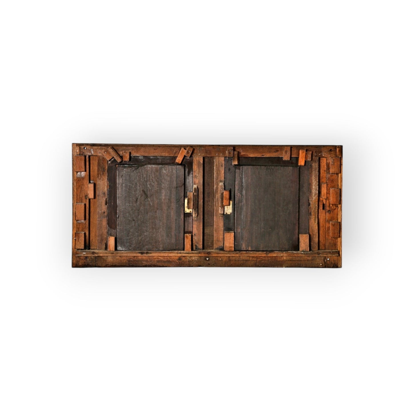 Holt Antiques at Walsingham Mill 17th century dark oak architectural wall panel with intricate hand-carved details.