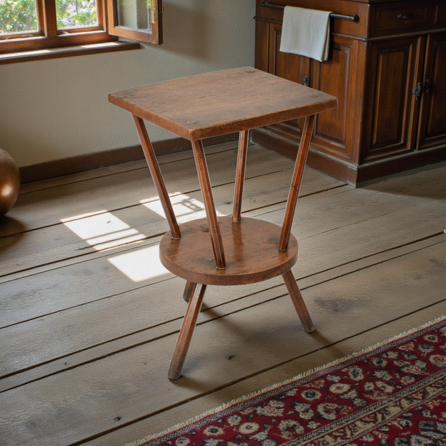 George III Period, English Antique Ash & Beech Cricket Table of Rare Form