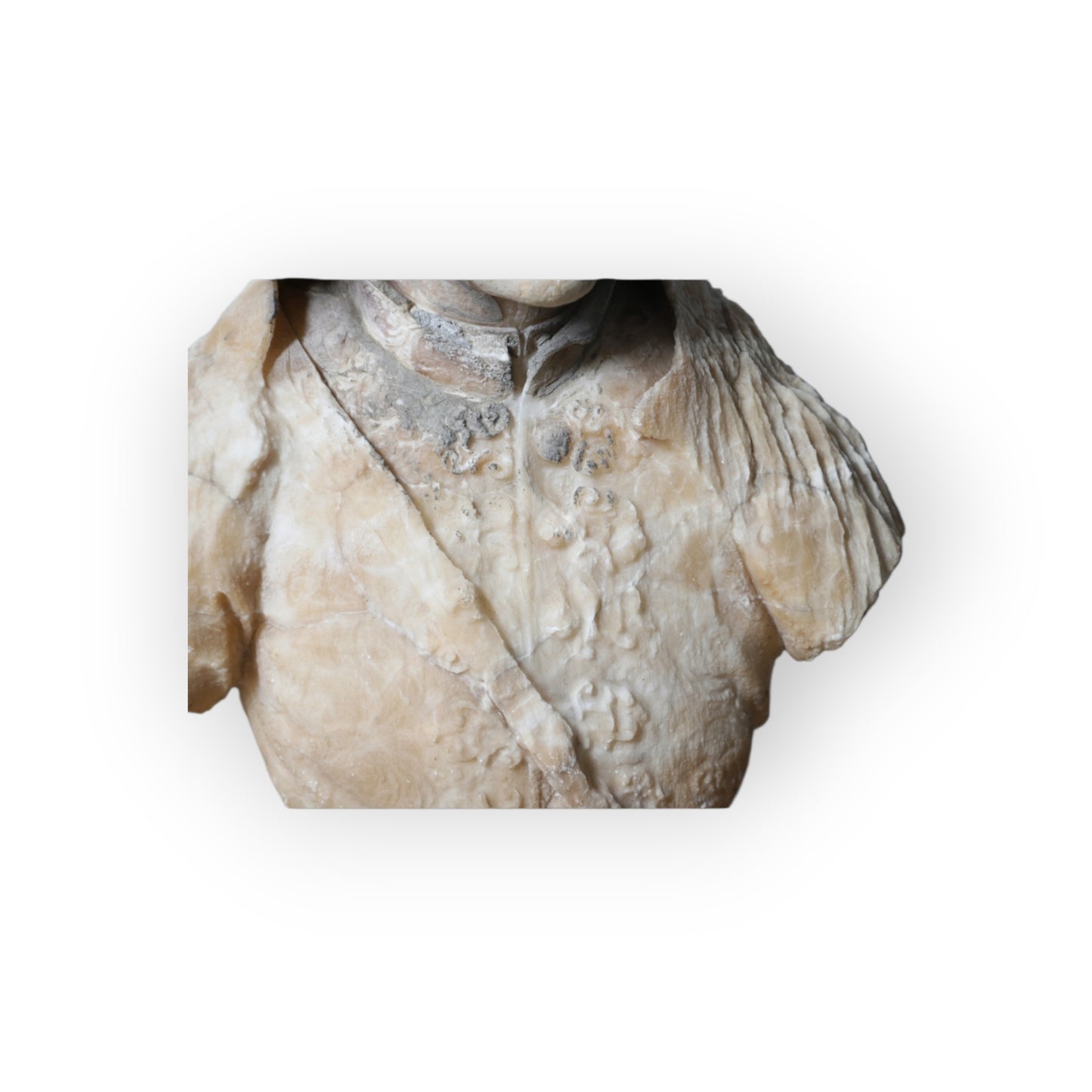 Large 17th Century Continental Antique Alabaster Portrait Bust of a Gentleman
