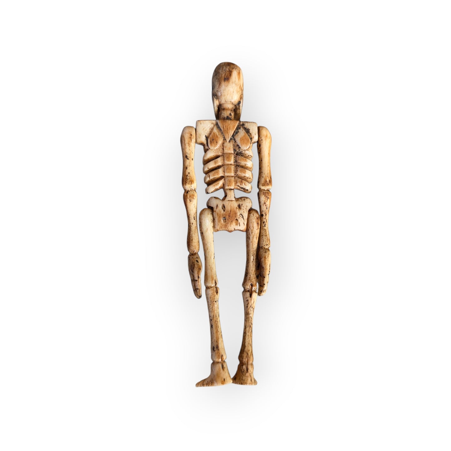 Rare Georgian Antique Bone Memento Mori — Articulated Skeleton in Bone Coffin, English, c.1750–1820