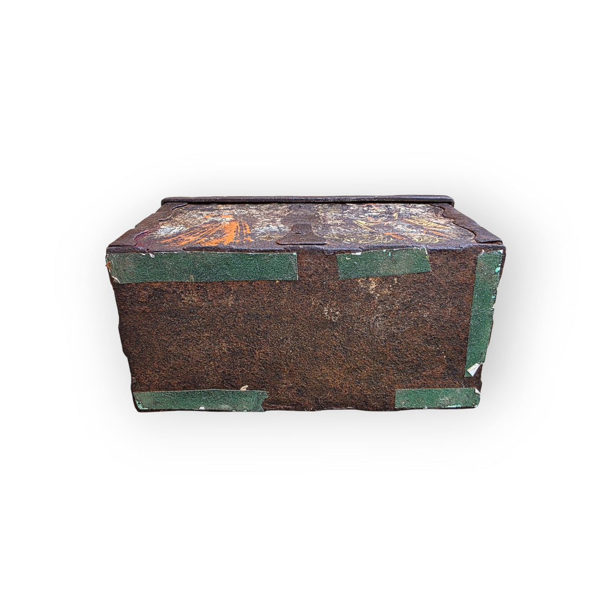 Underside of the Nuremberg casket showing the base and remnants of later tape to the edges