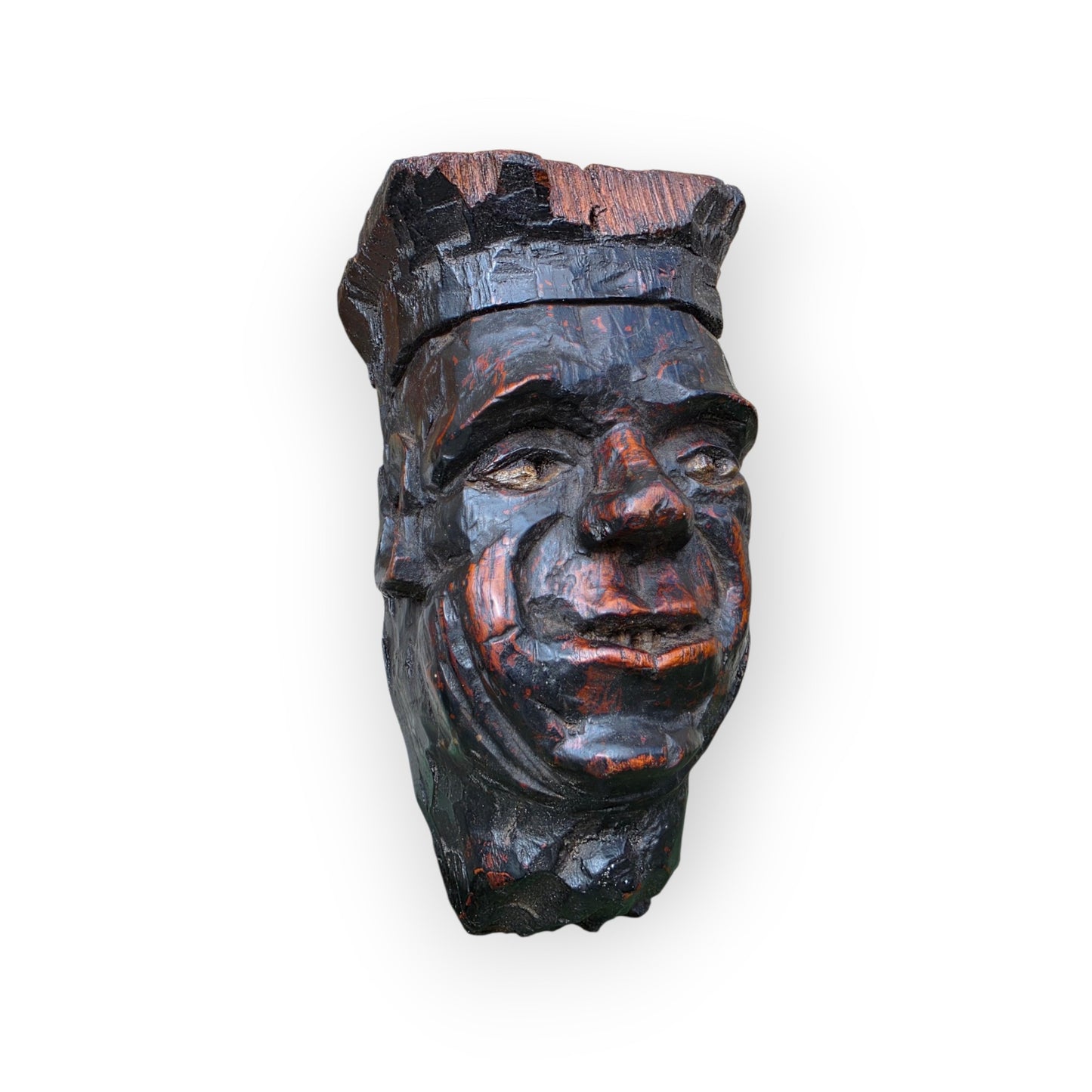 A Late 18th Century Carved Oak Folk Art Head, English, Circa 1780-1800