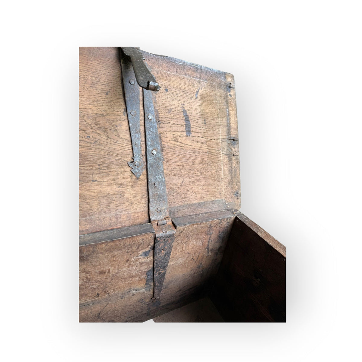 Early 17th Century Antique Oak & Iron Strong Box With Twin Locks