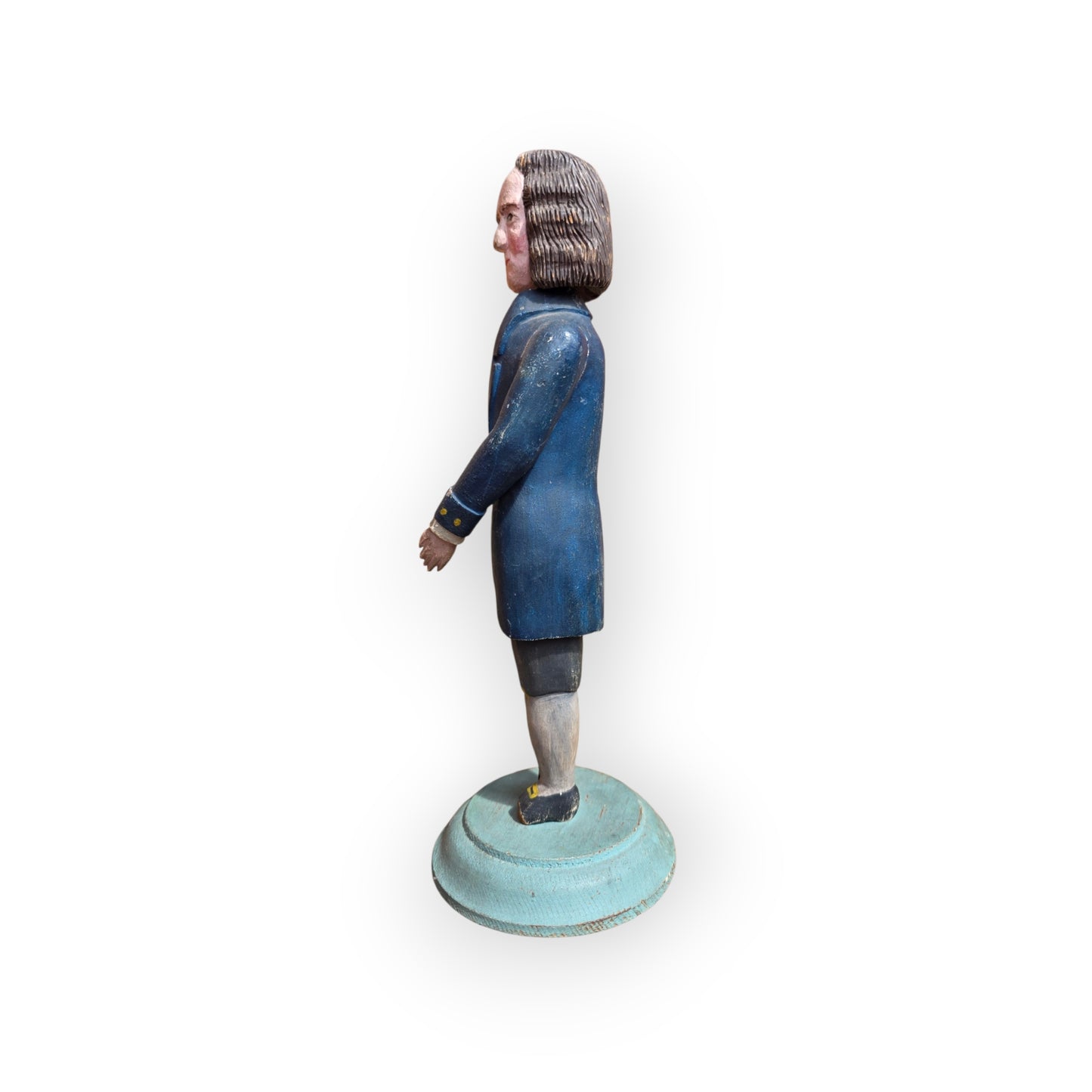 Ex-Levine Collection - A 19th Century American Antique Folk Art Carved Figure of a Georgian Gentleman Colonist