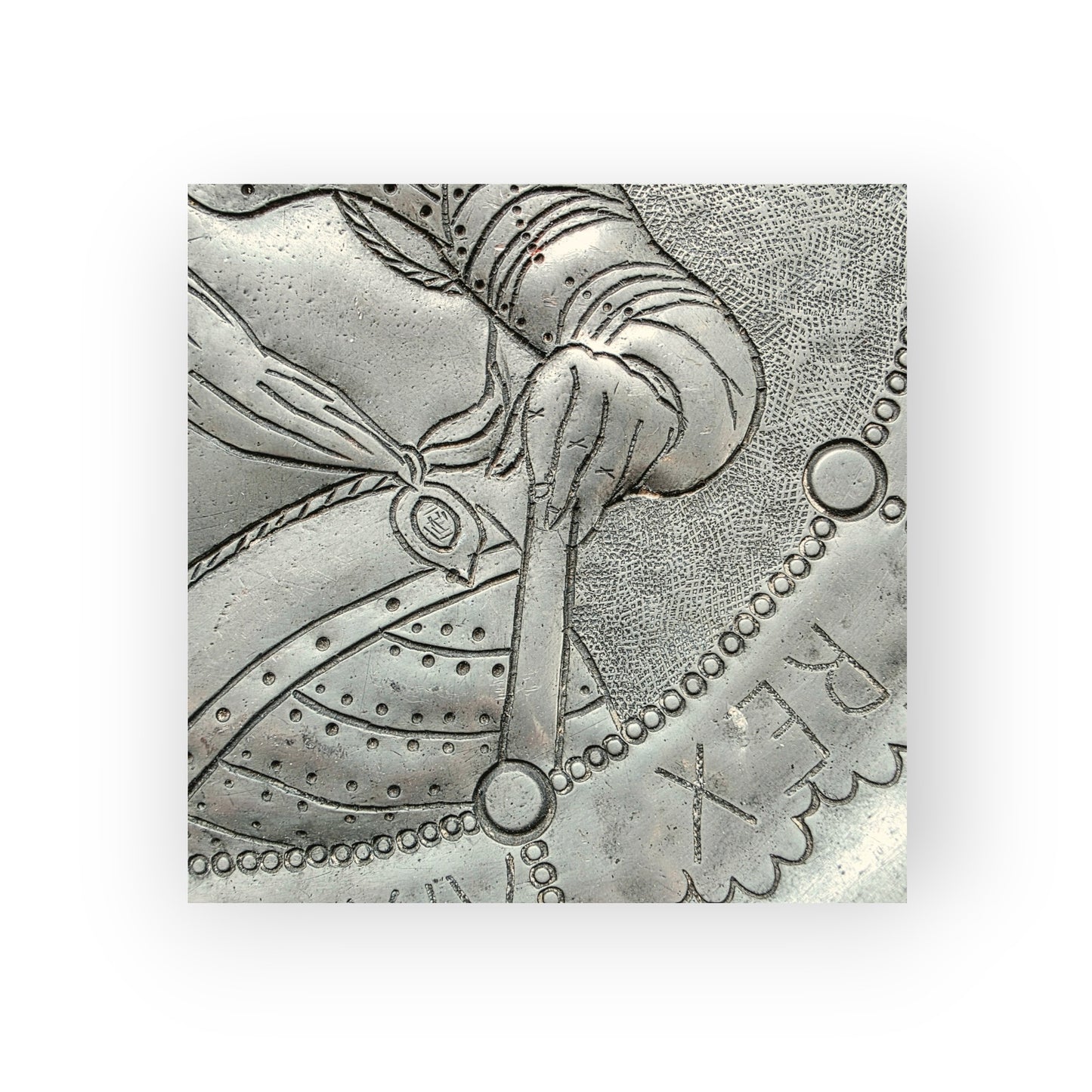 Rare Pair of 17th-Century Antique Pewter Chargers Depicting King Charles I & Henrietta Maria