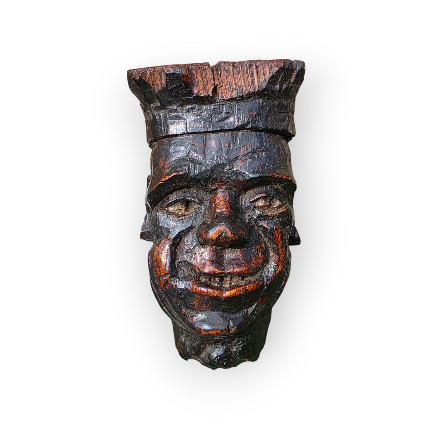 A Late 18th Century Carved Oak Folk Art Head, English, Circa 1780-1800