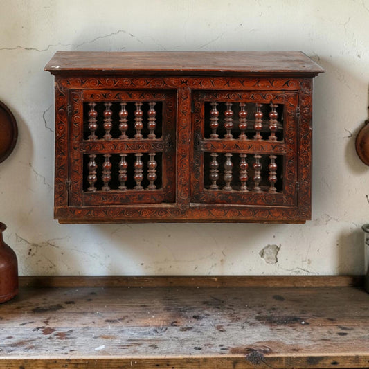 Late 17th Century Charles II English Antique Oak & Inlaid Dole Cupboard, c.1680