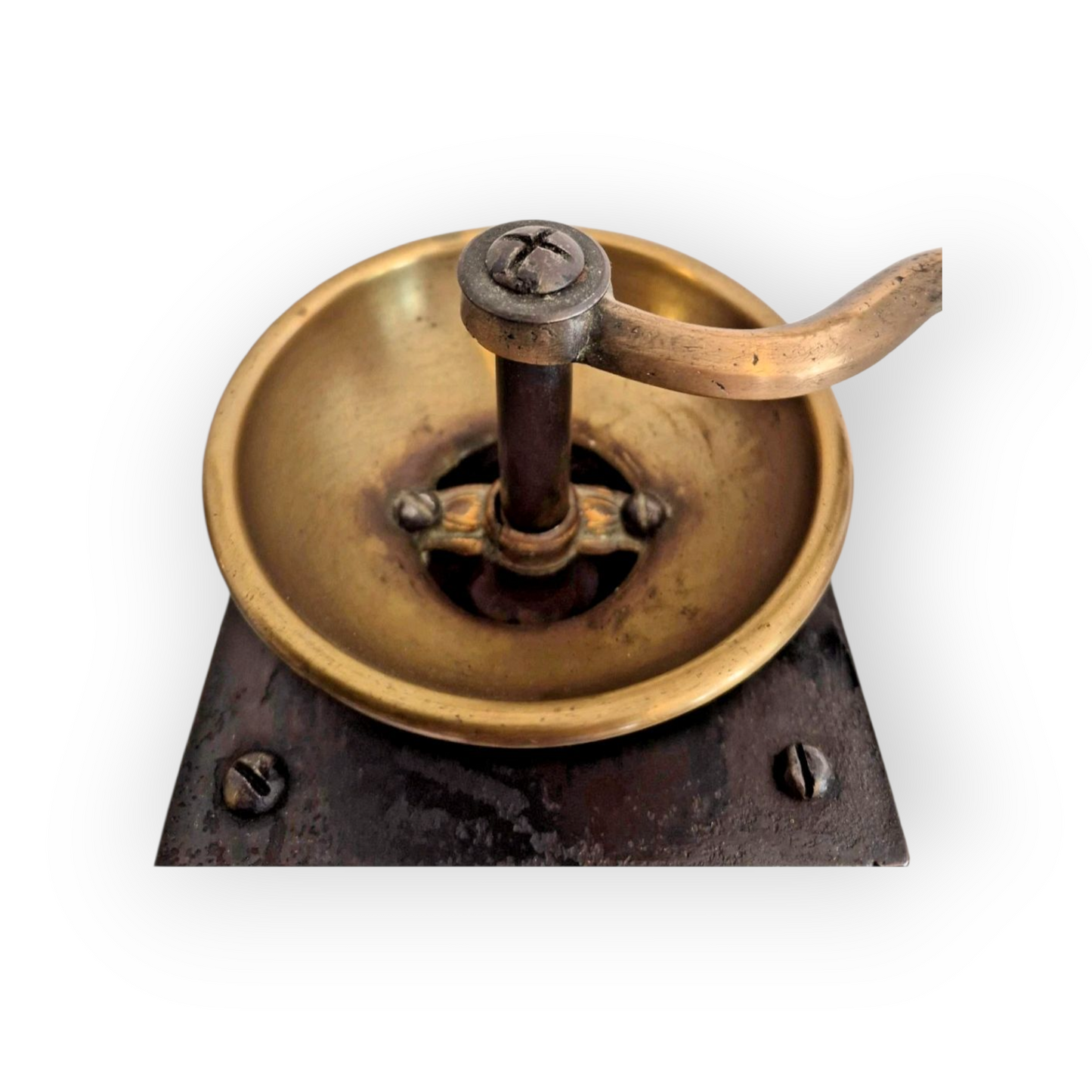 A Good Example Of A 19th-Century English Antique Cast Iron & Brass Coffee Grinder / Mill by J & J Siddons