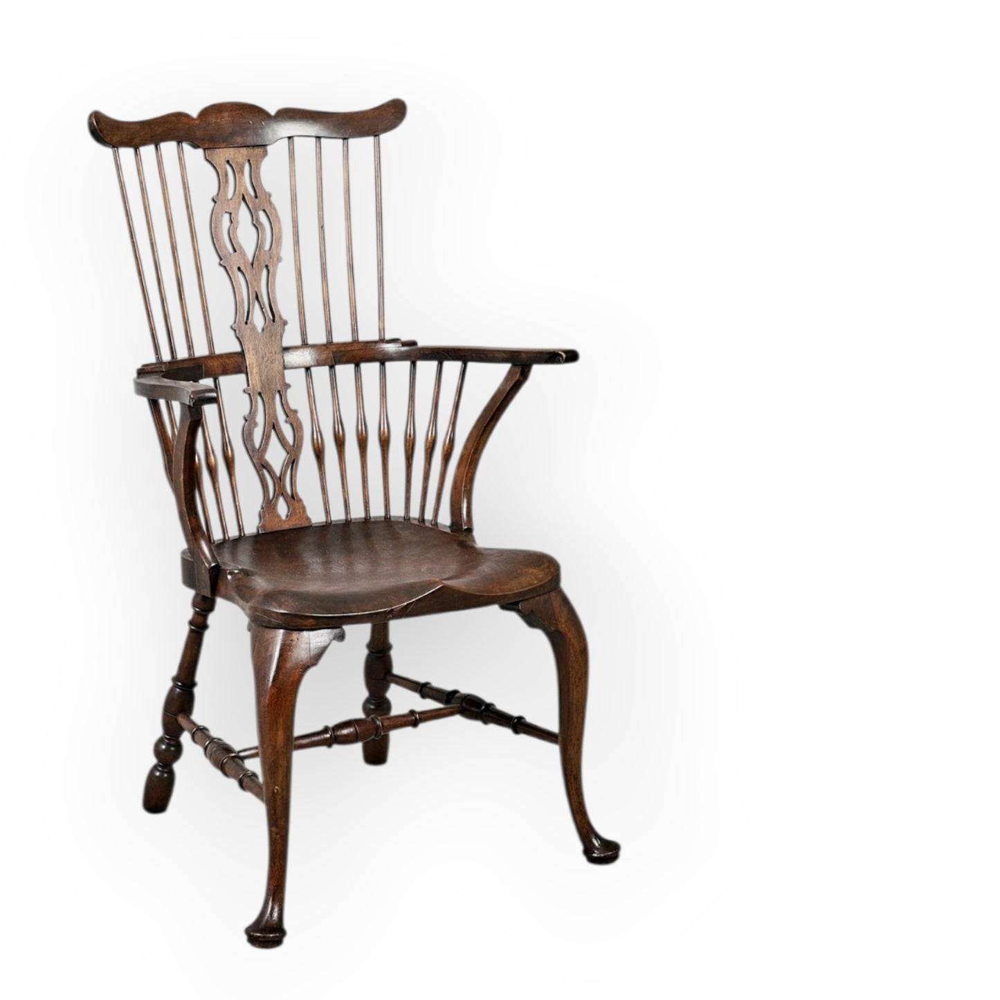 Georgian Style English Antique Splat-Back Windsor Armchair