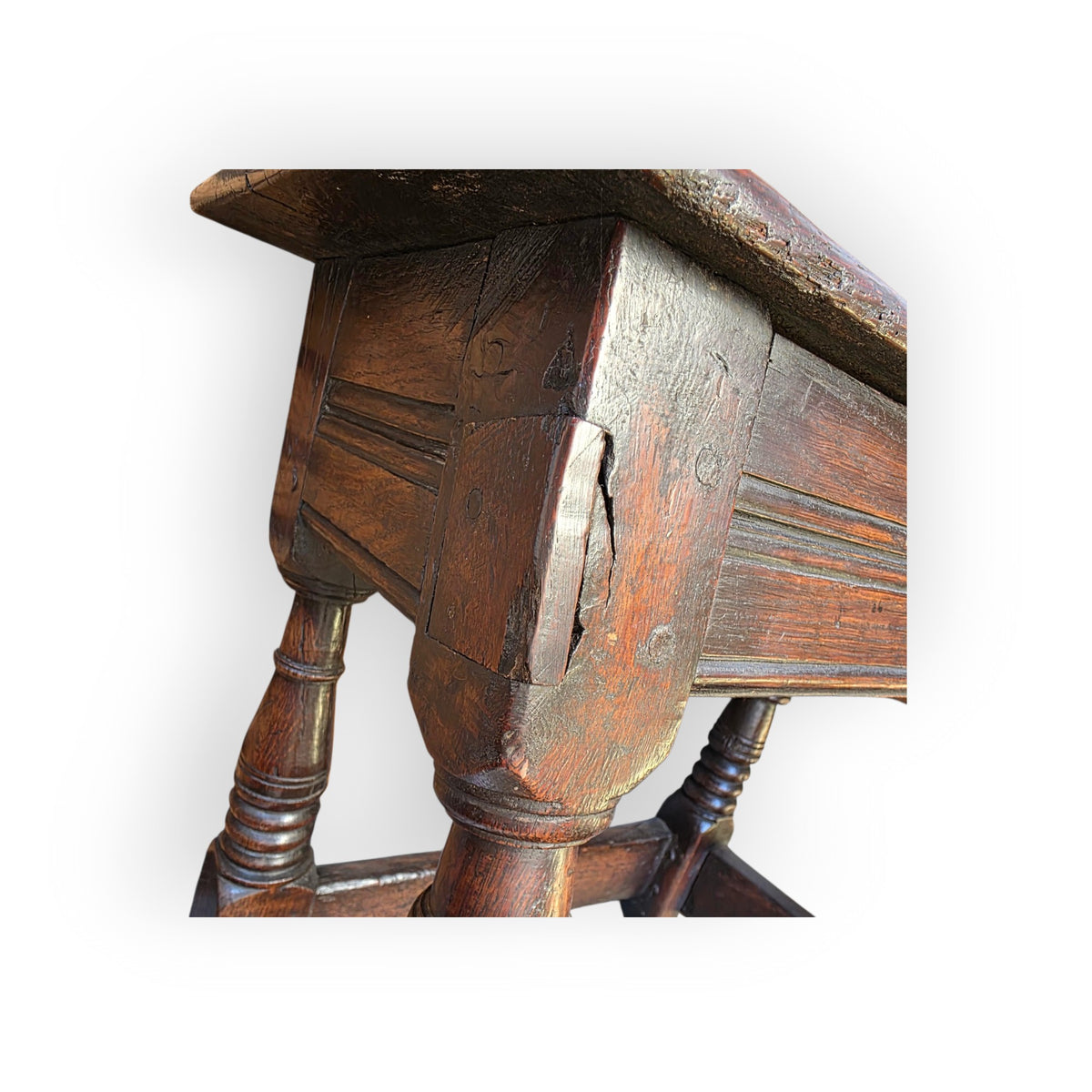 Late 17th Century English Antique Oak Joint Stool