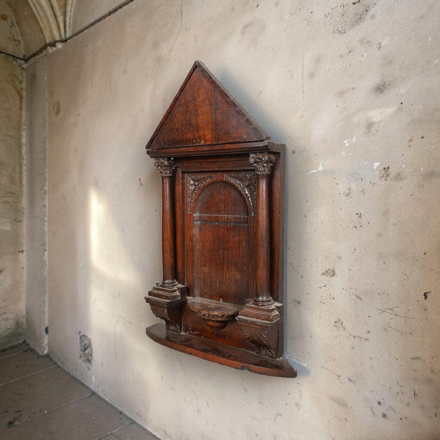 Large 18th-Century Antique Oak Niche of Architectural Form