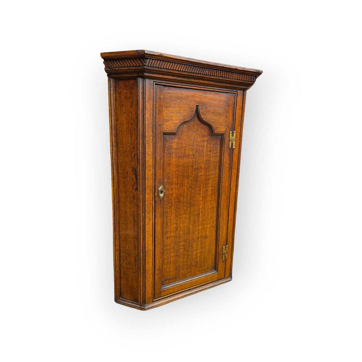 Late 18th-Century George III Antique Oak Hanging Corner Cupboard, Probably Welsh