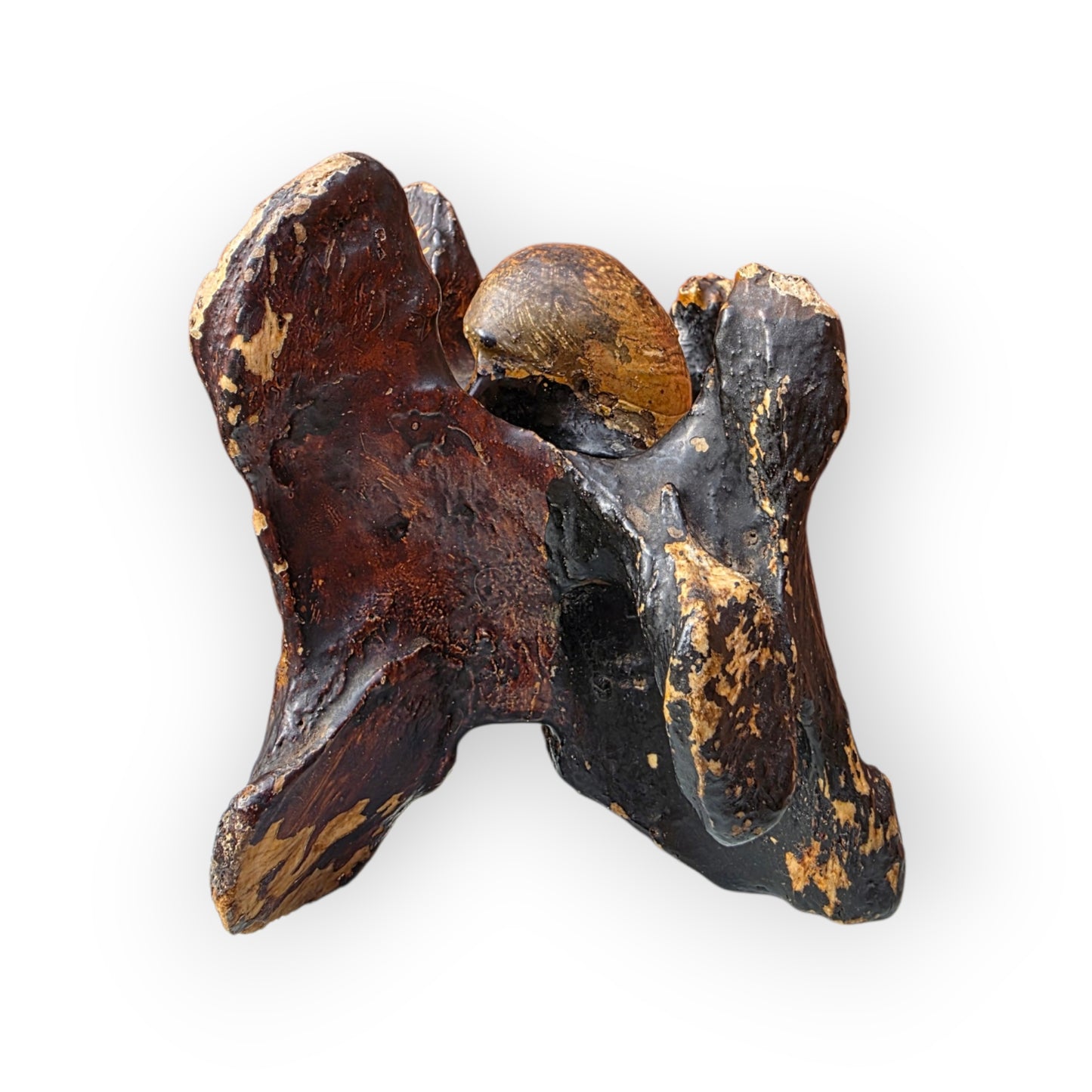 A Rare Early 19th Century English Folk Art "Wesley Bone" — A Horse Vertebra Painted as John Wesley Preaching