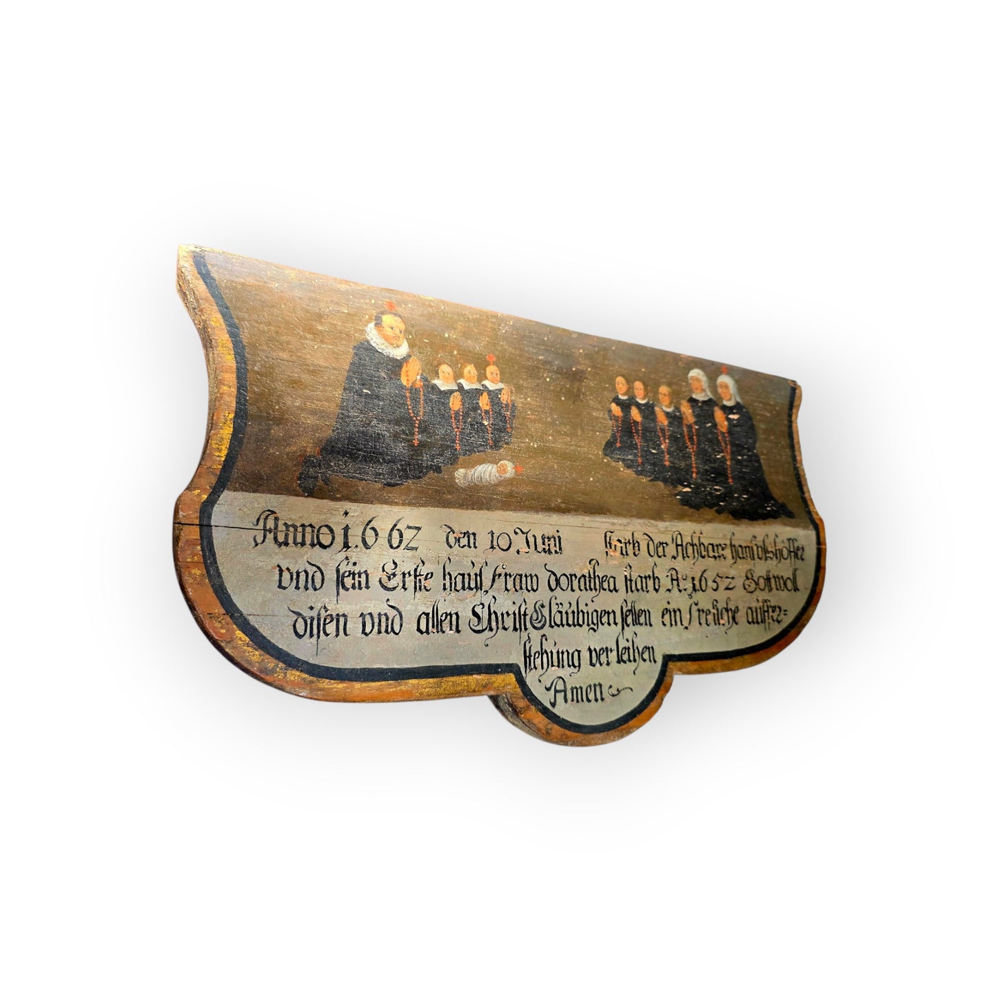 A Rare 17th Century South German Antique Memorial Panel (Totentafel) Dated 1662 — The Ulshöffer Family