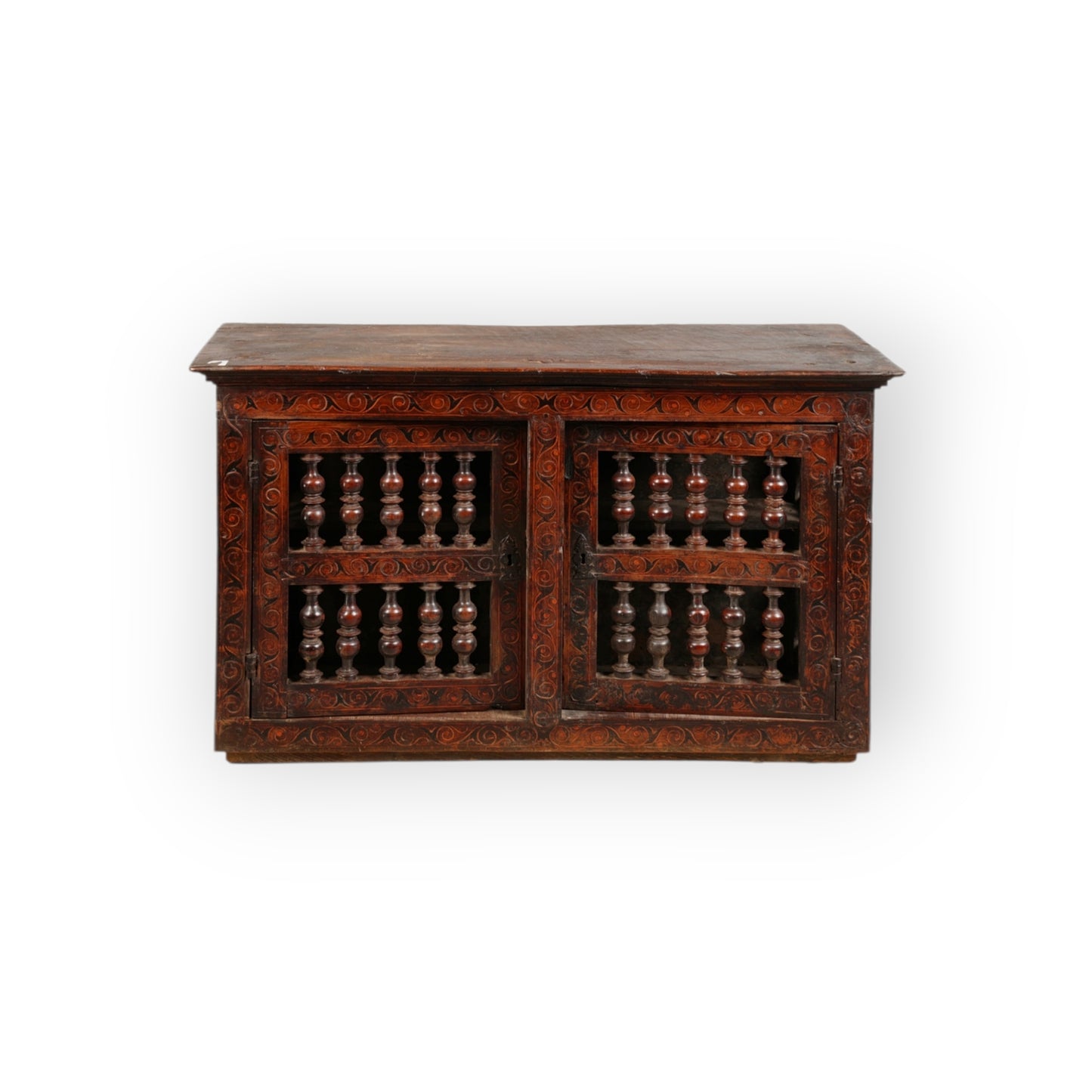 Late 17th Century Charles II English Antique Oak & Inlaid Dole Cupboard, c.1680