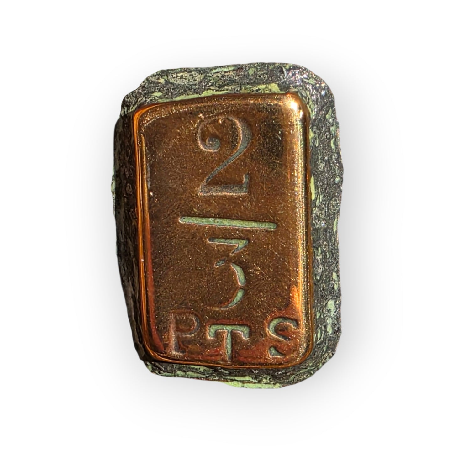 Rare 19th Century Victorian Copper Antique 2/3 Pint Measure with Applied Brass Capacity Plaque